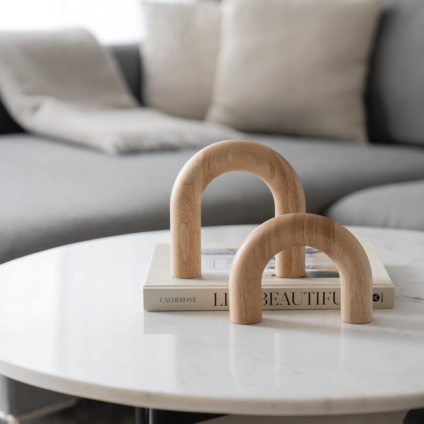Modern Bookshelf Decor / Natural / 2-piece