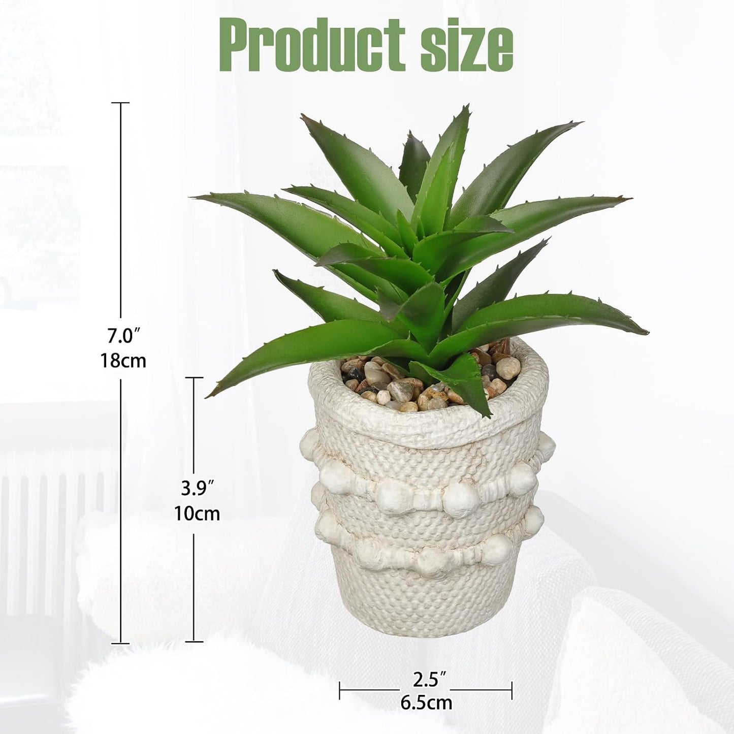 Small Artificial Succulents Agave Plants Potted Fake Spiked Succulent Plant / Green / Set of 2