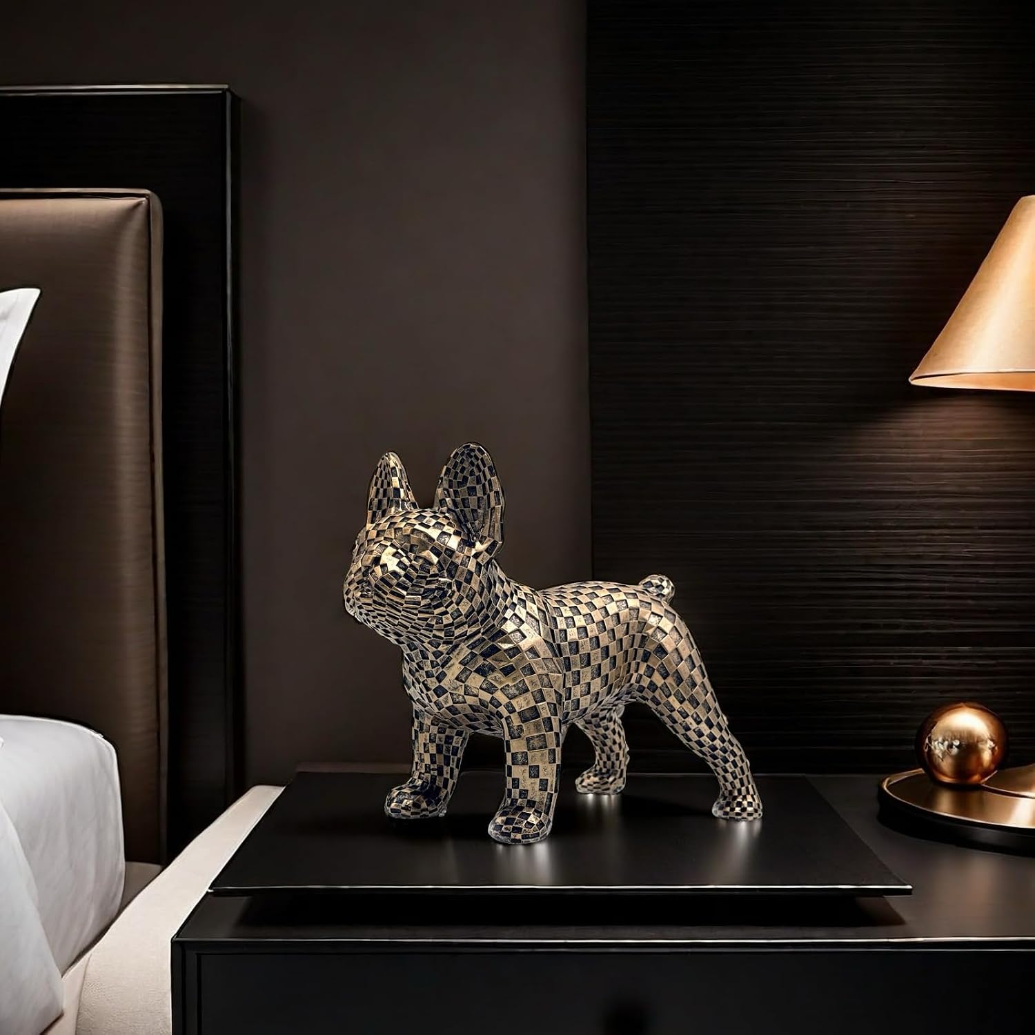 Art Abstract French Bulldog Statue Dog Figurines Sculpture Collectibles Home Office Desktop Decor