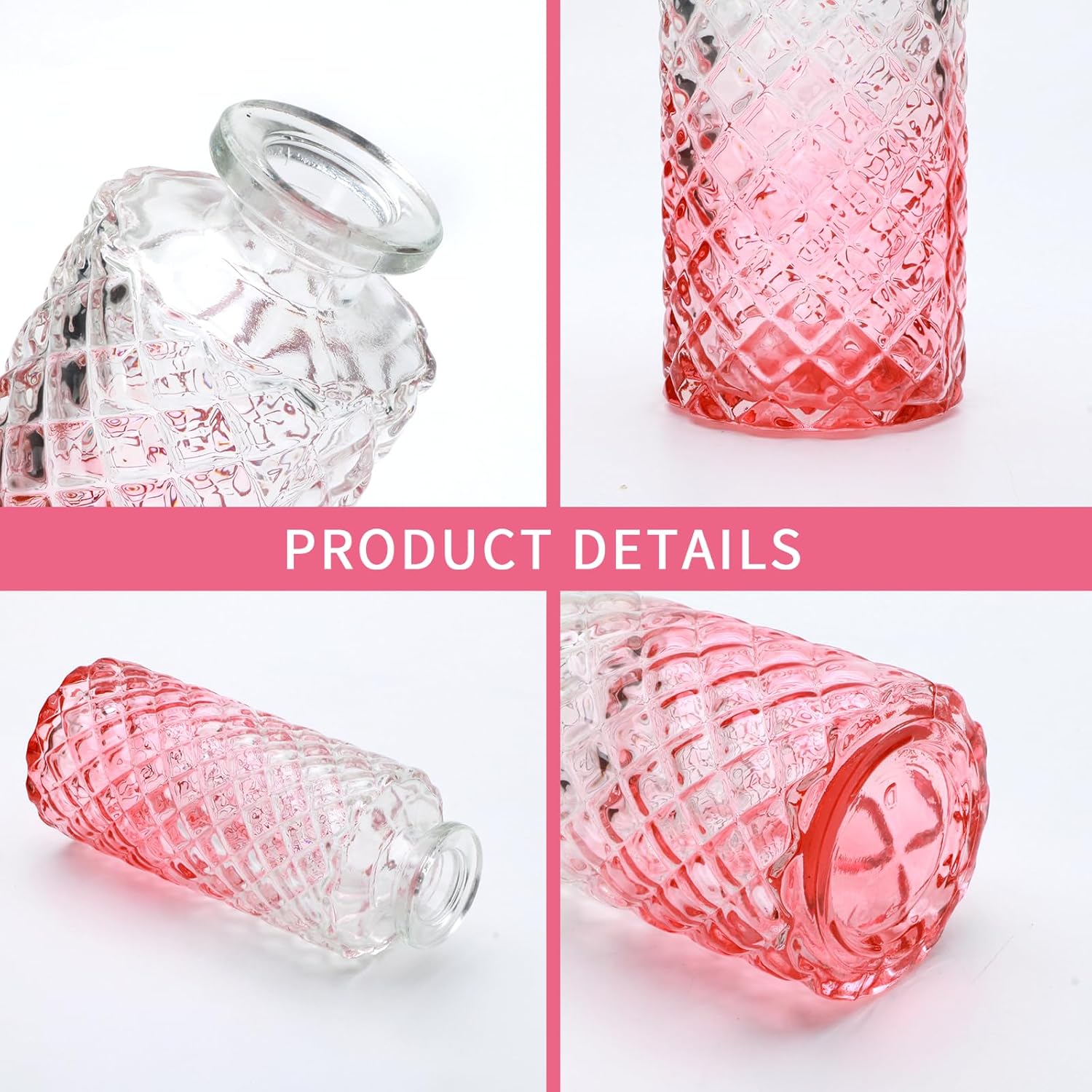 Glass Bud Vase in Bulk / Pink / Set of 8