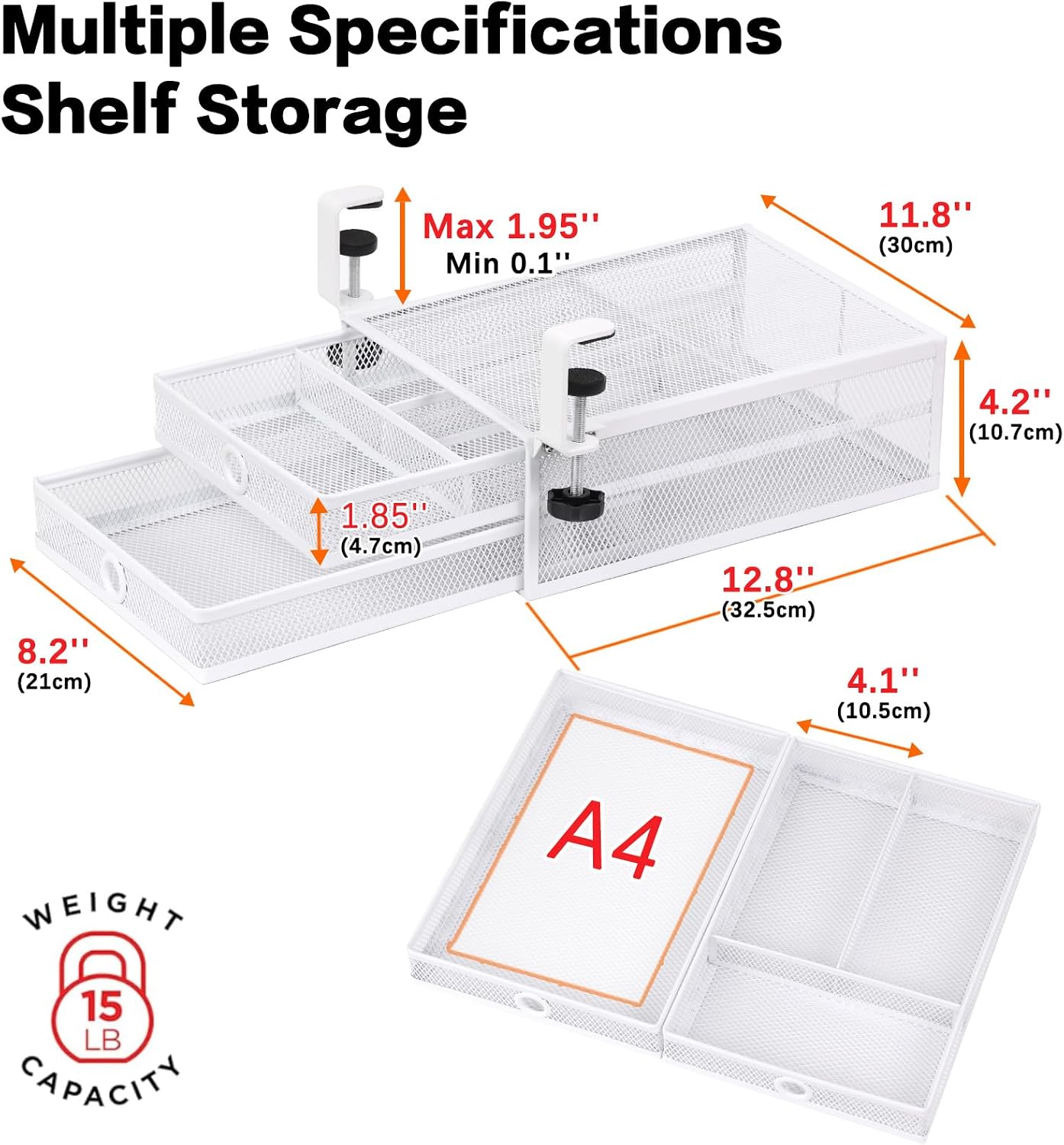 Under Desk Drawer, Clamp on Desk Organizer Slide Out Table Storage No Drill | 2Tier Under desk drawer: clamp on desk