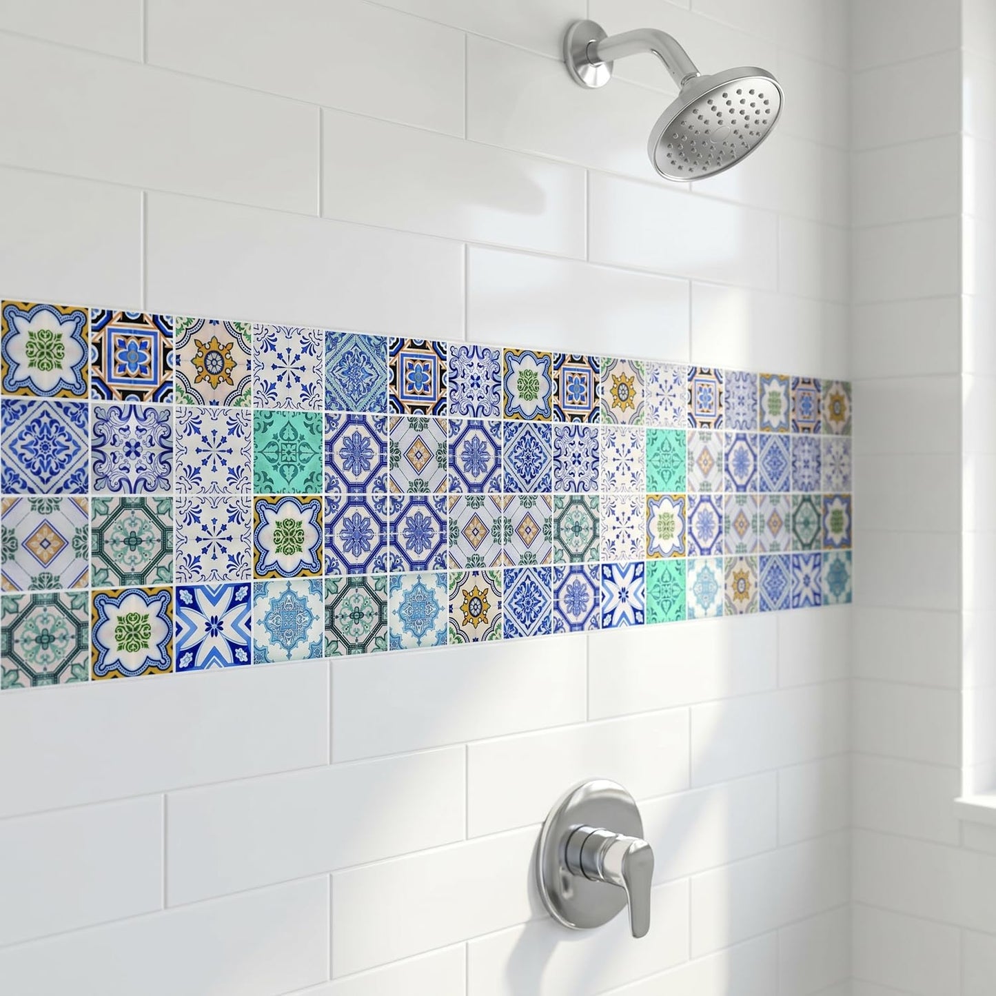 Mediterranean Tile Stickers Peel and Stick / 4 x 4 / Blue / Set of 30