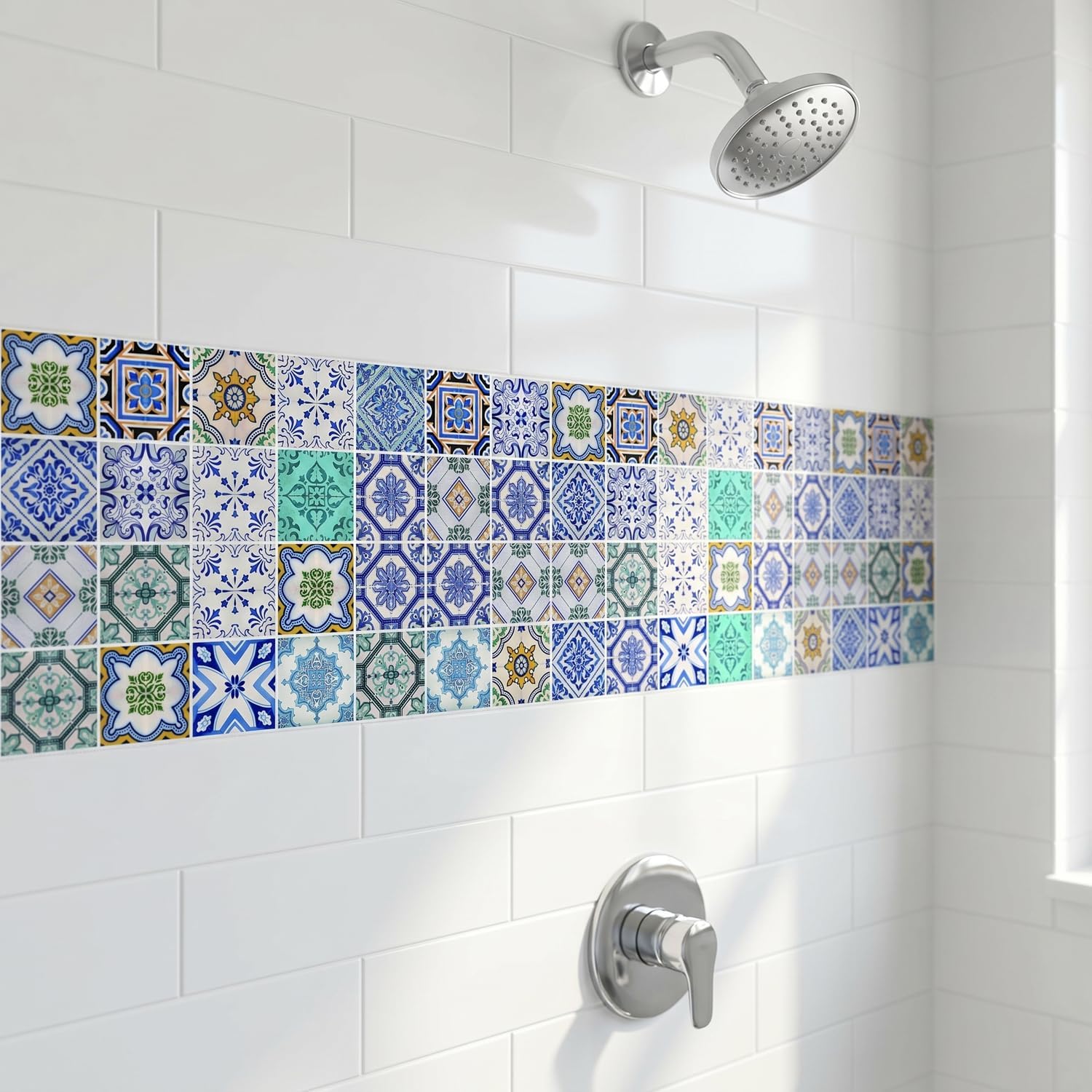 Mediterranean Tile Stickers Peel and Stick / 4 x 4 / Blue / Set of 30