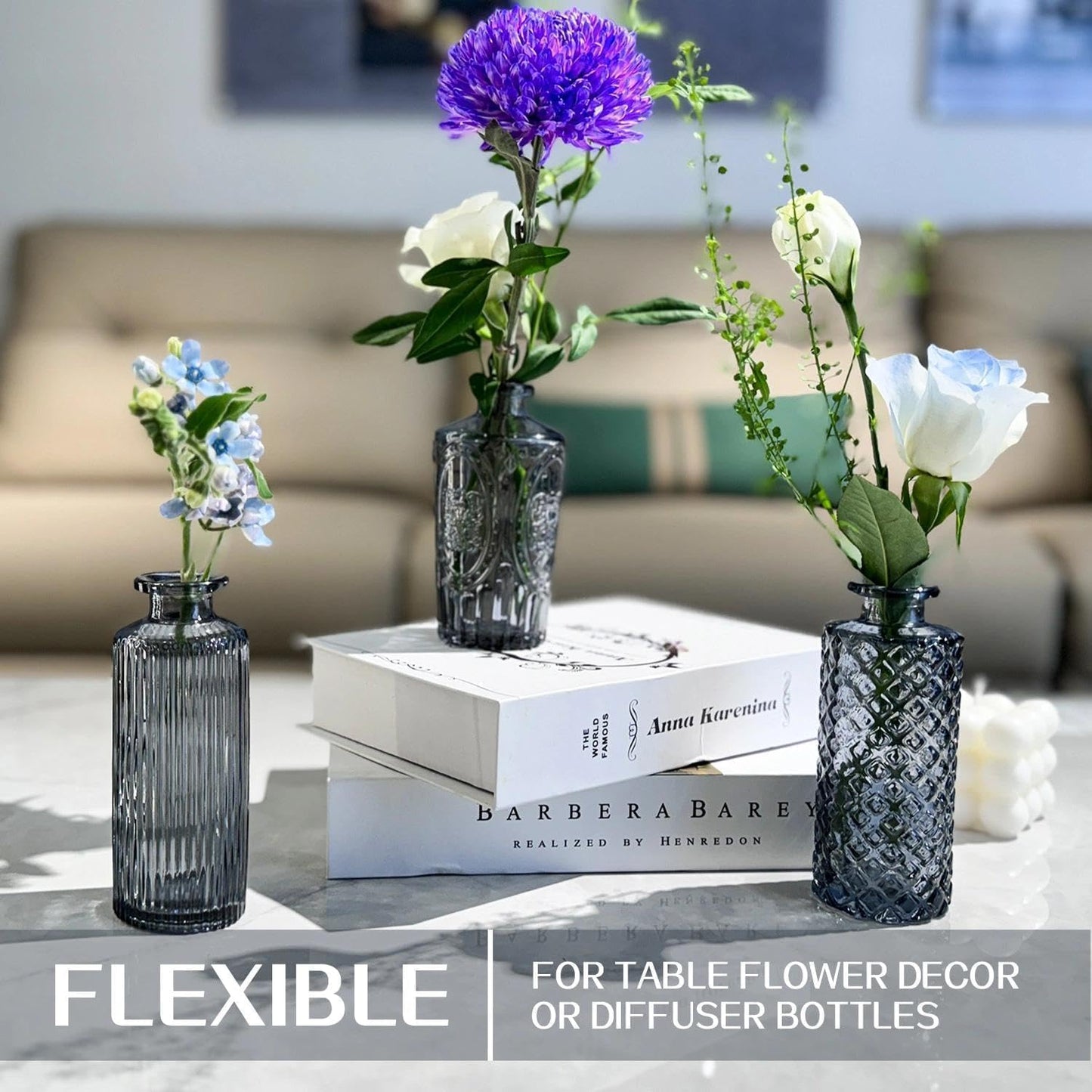 Clear Bud Vases for Flowers / Black-2 / Set of 12