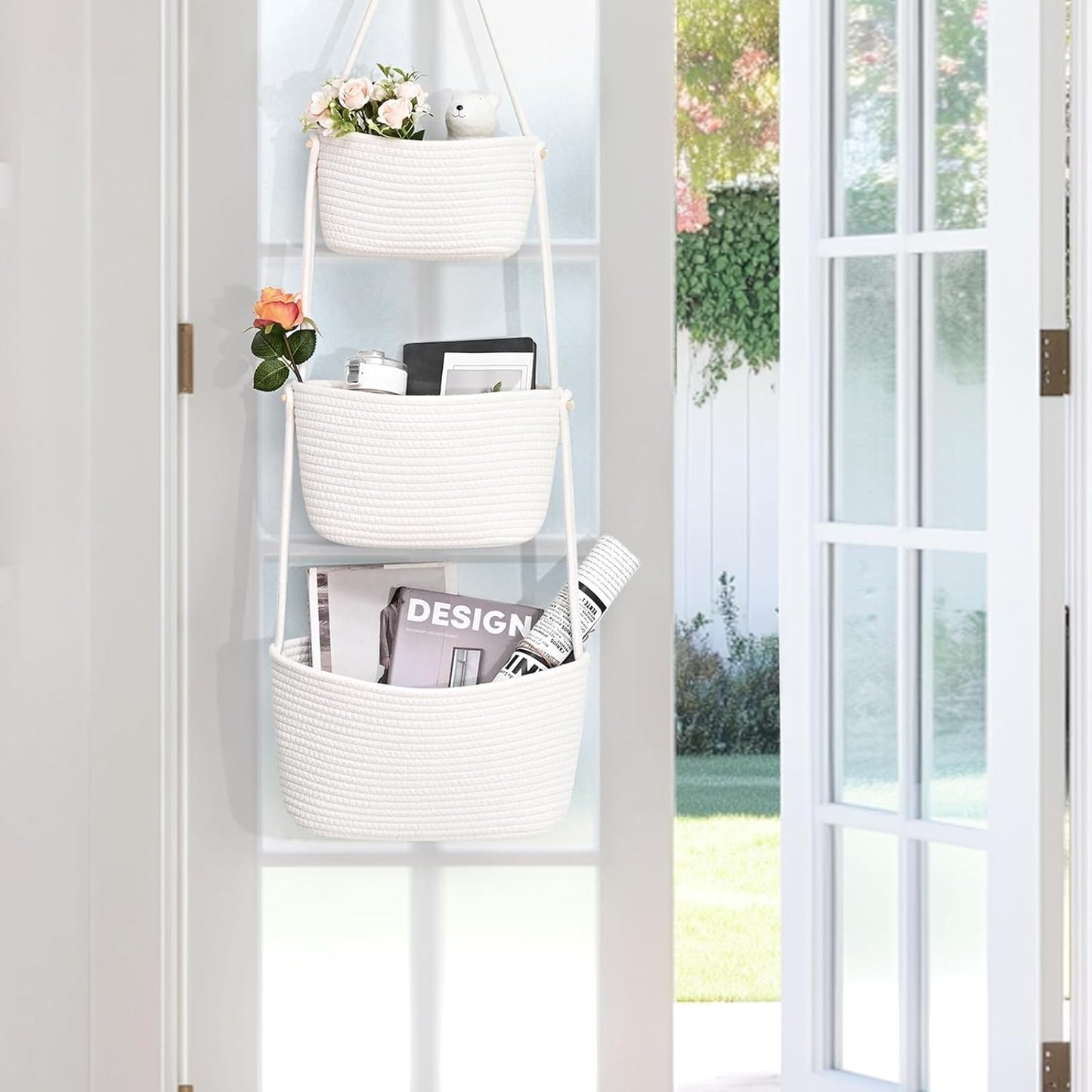 3-Tier Woven Wall Basket / Classic / Pure White