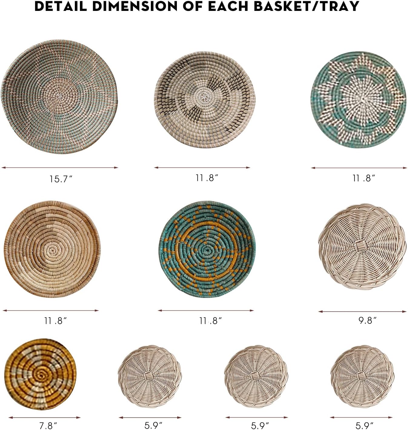 Boho Baskets / Wicker Basket Wall Decor / Natural