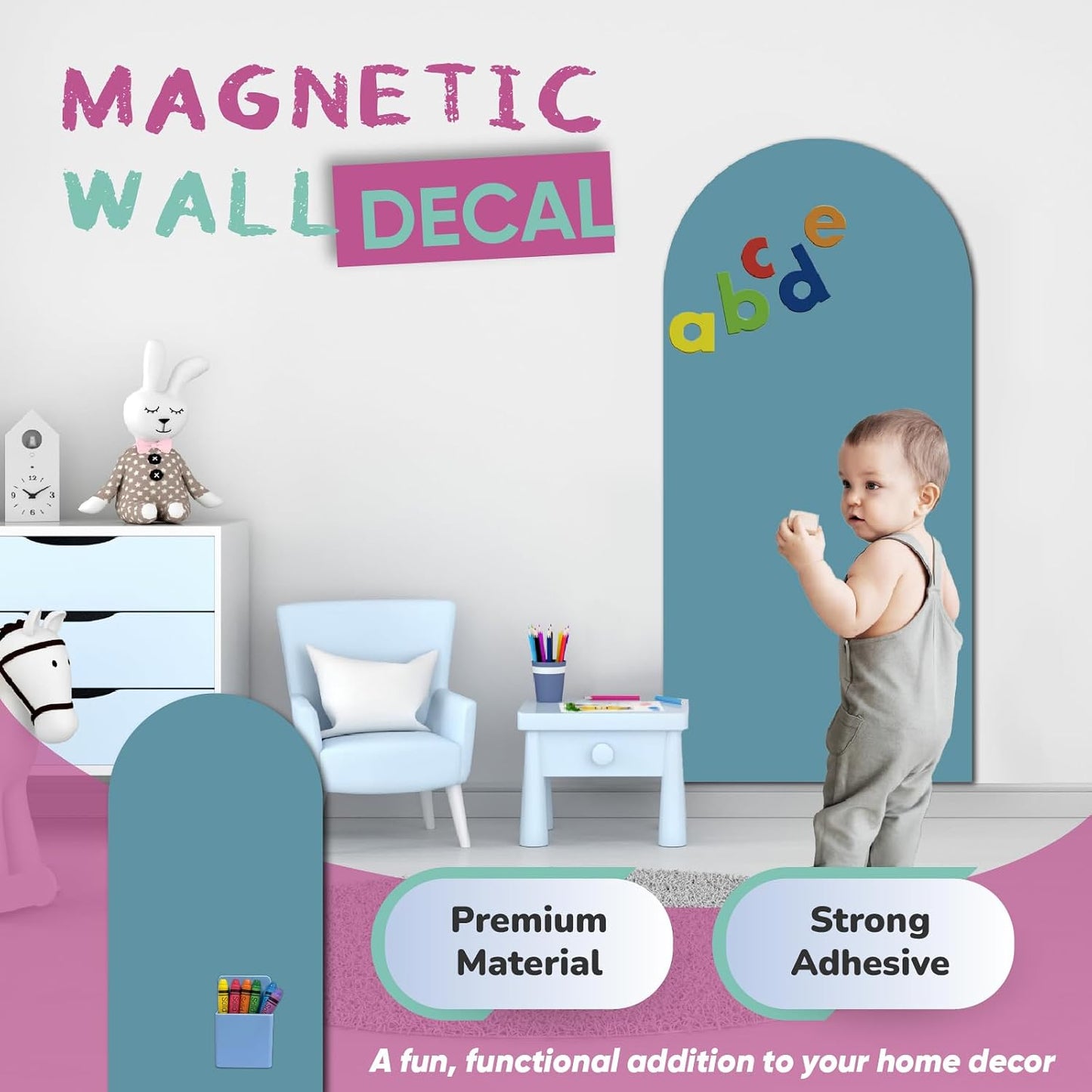 Magnetic Arch Wall Decal / Celadon / 39"W x 17.7"H / 39 x 18