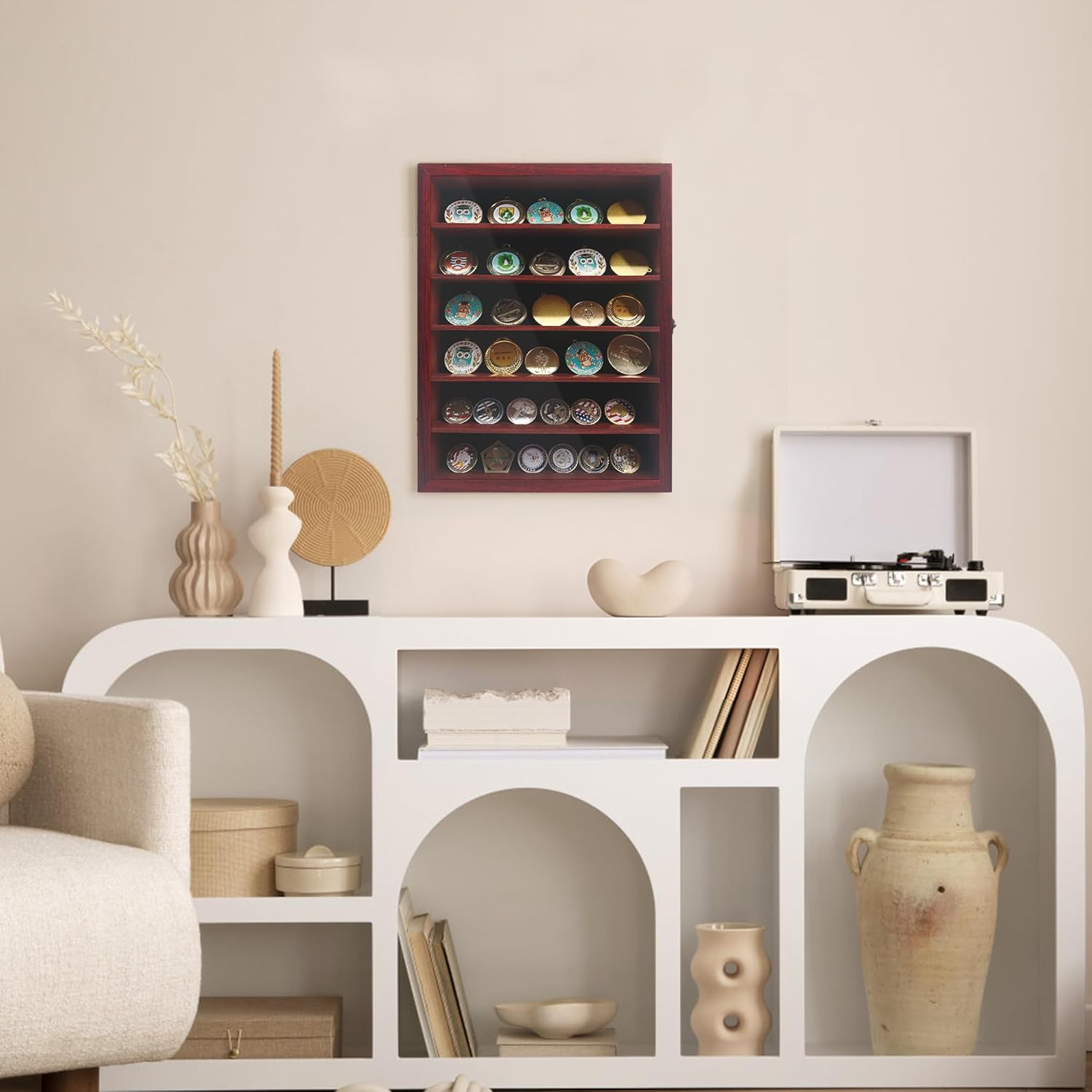 FramePro Shadow Box Frame with Removable Shelves, Deep Memory Box Display Case for Collector, Keepsake Coins Military