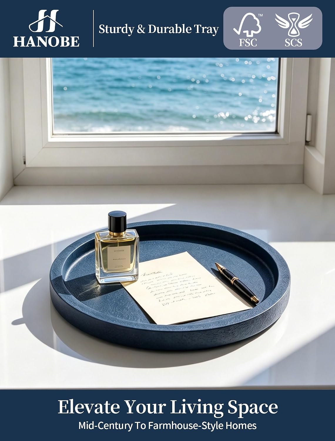 Round Tray / Decorative Trays / Navy Blue