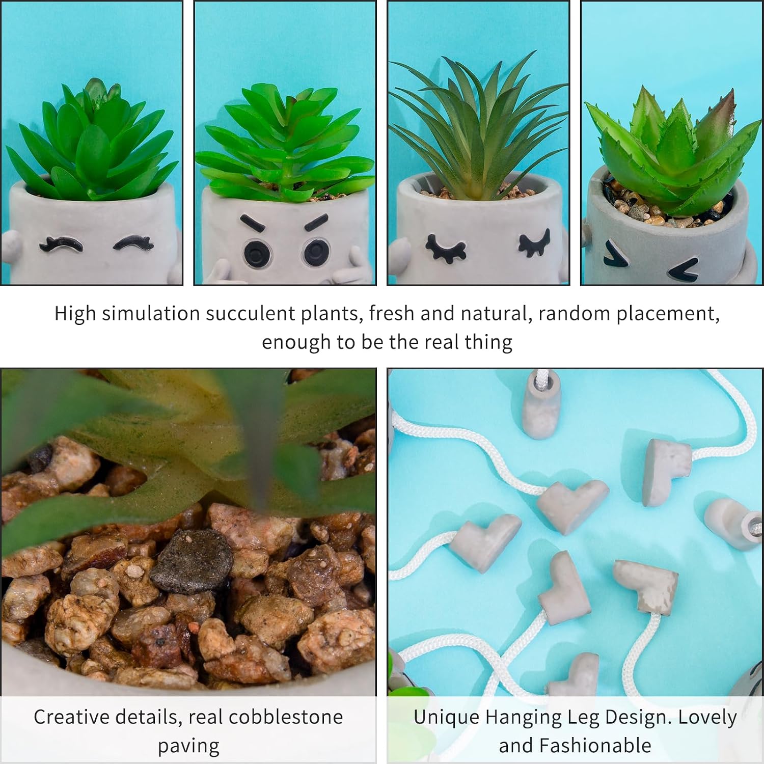 Potted Mini Fake Plants for Desk / 4small-shy-green / Set of 4