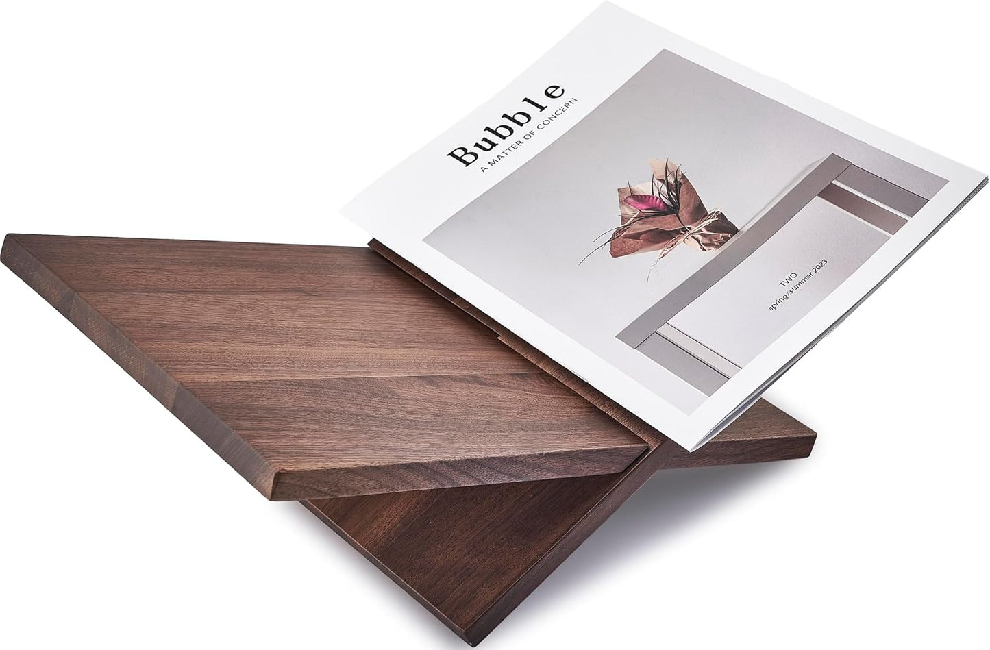 Honygebia Solid Walnut Wood Book Stand, Cross Frame Open Display Holder | Solid Walnut Wood, 14mm Thick Panels, 9.5"D x
