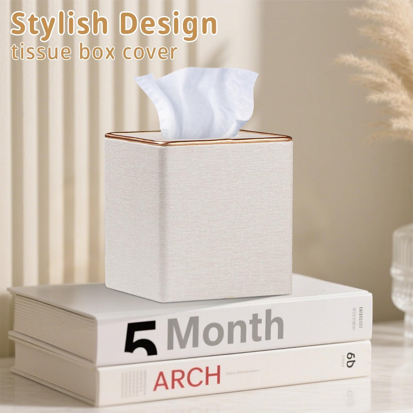 Facial Paper Organizer Table / Beige Linen Texture / Large
