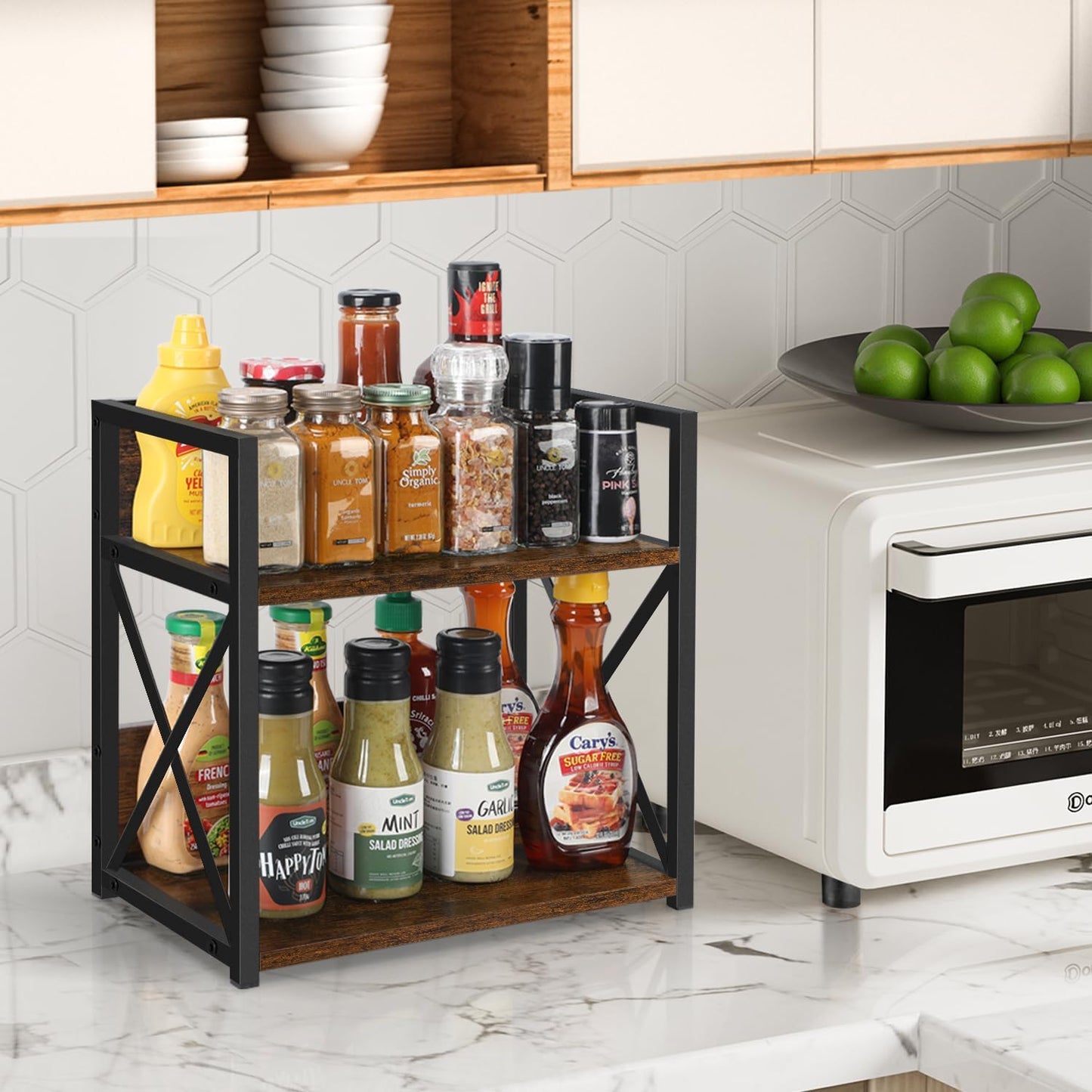 YINMIT Countertop Shelf Organizer,Coffee Bar Accessories,Spice Rack,Coffee Counter Shelf,2 Tier Coffee Organizer