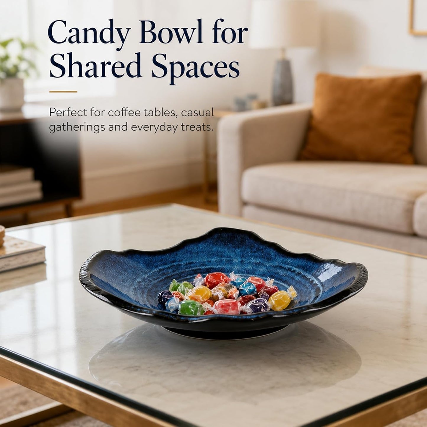Porcelain Centerpiece Tray / Blue / 12in