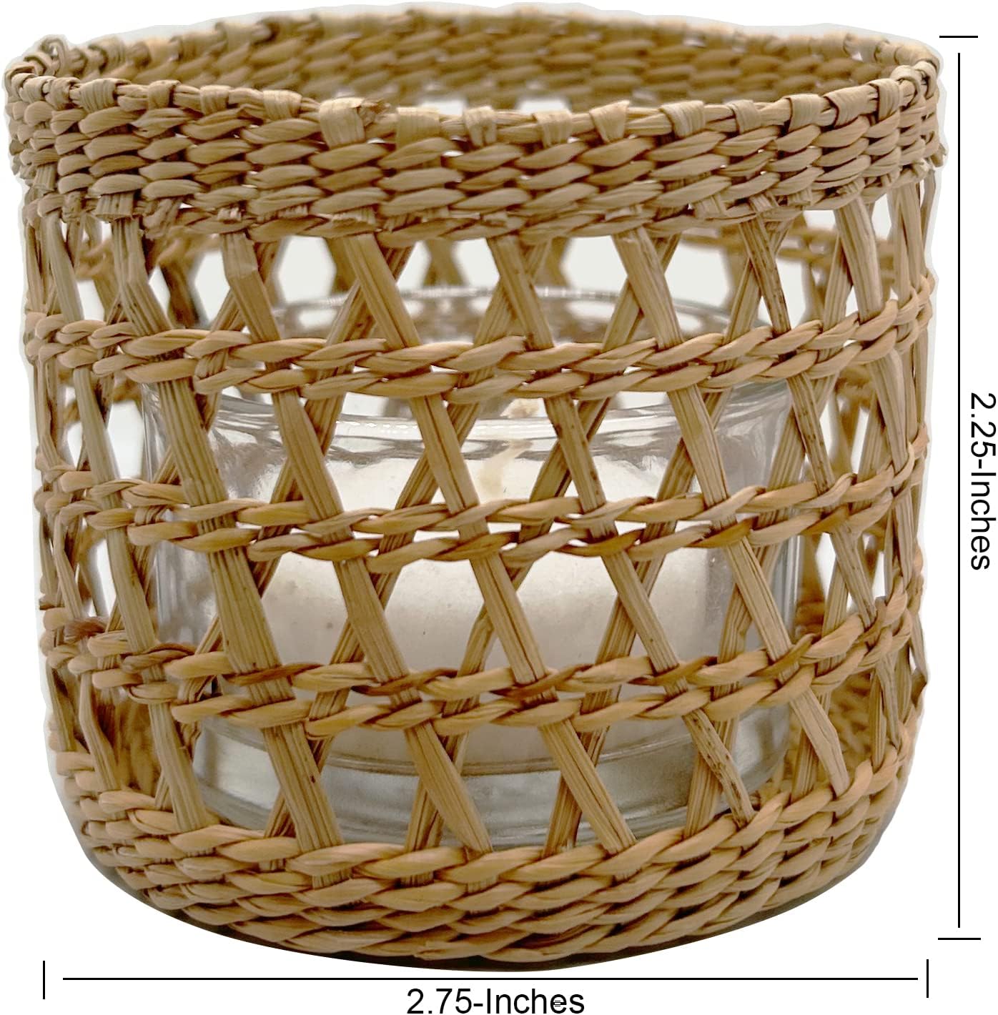 Rattan Woven Tea Light Candle Holder / Natural
