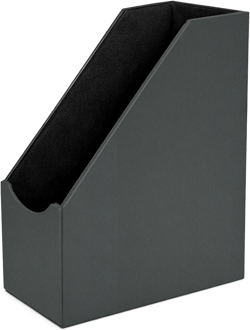 UnionBasic Magazine File Holder, Grey | Leatherette, Desktop Document Organizer, Home Office Paper Holder, File Storage