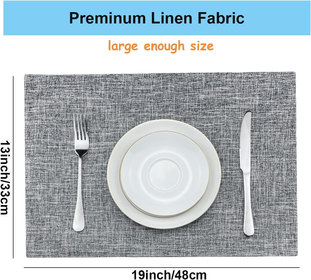 Weabetfu Cloth Placemats Set of 8 Heat Resistant Dining Table Place mats | Cotton Linen Machine Washable Kitchen Table