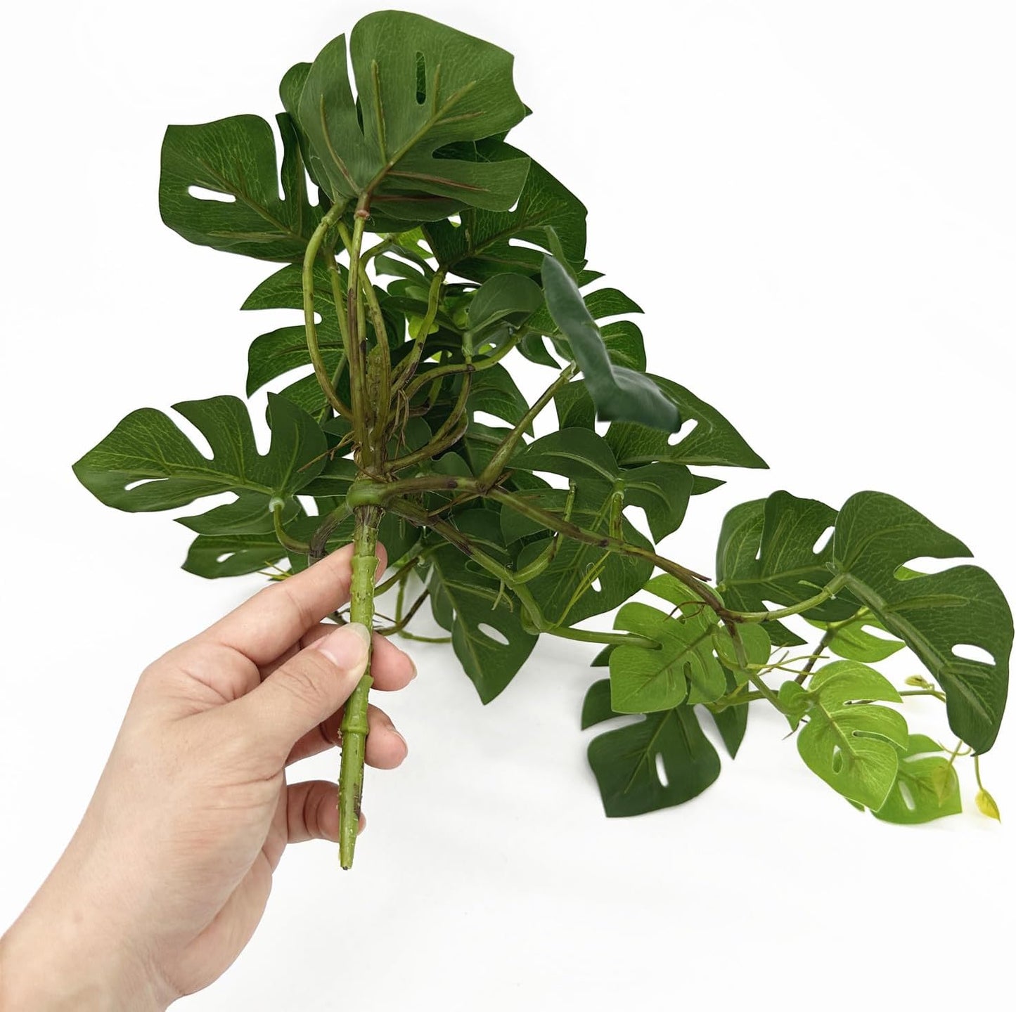 Artificial Monstera Small Faux Potted Mini Hanging Vine Fake / Small Monstera Plant / Green /