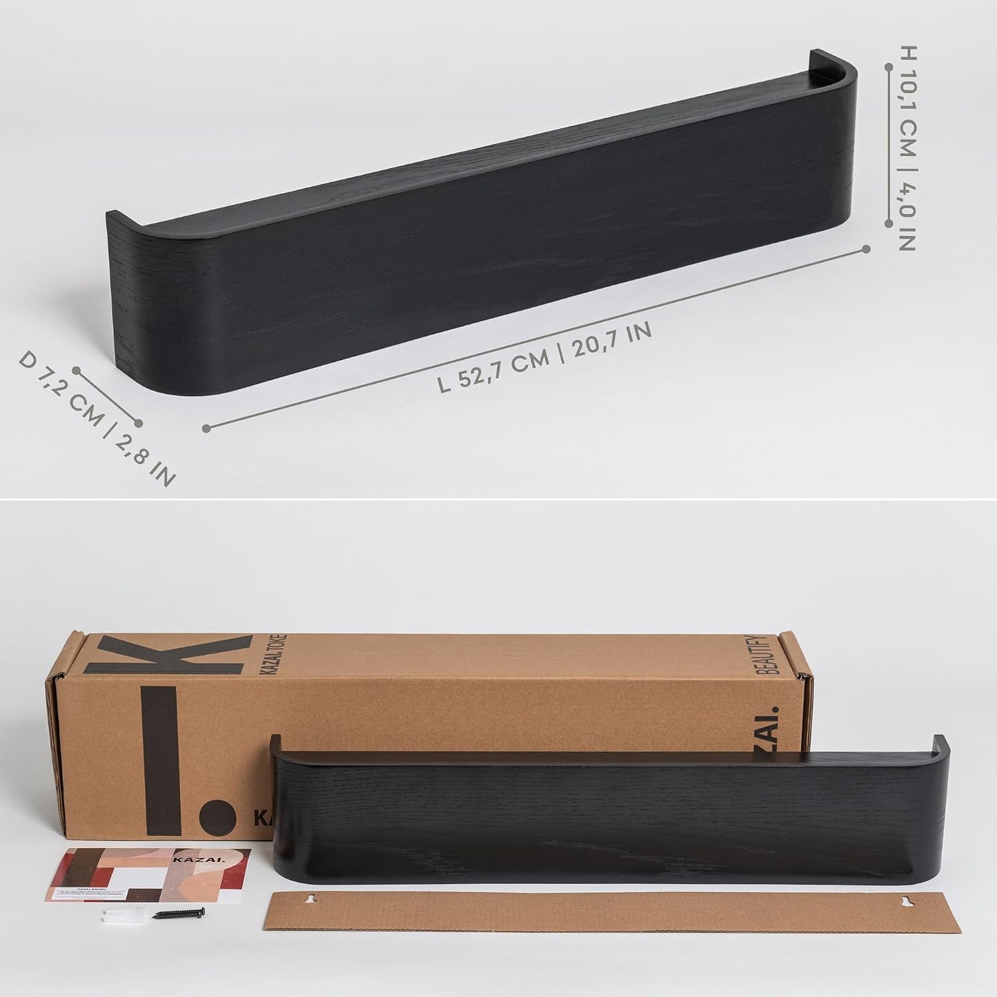 Kazai. Wall-Mounted Coat Rack 'Toke' - Modern Design Coat Rack with Hidden Wall Hooks - Solid Wood Veneer Panel Coat