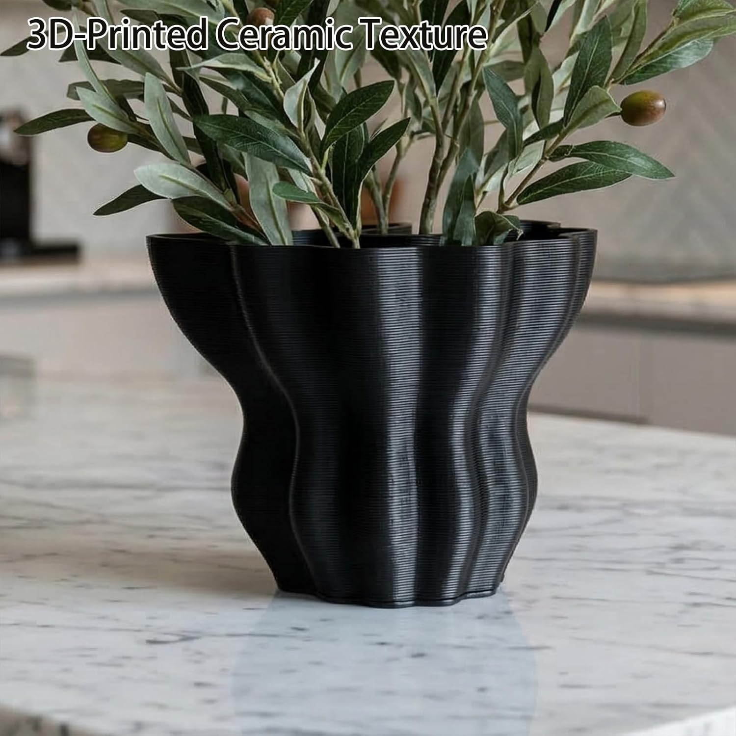 Contemporary Black Ceramic Vase / Black-c, 5.5 Inch