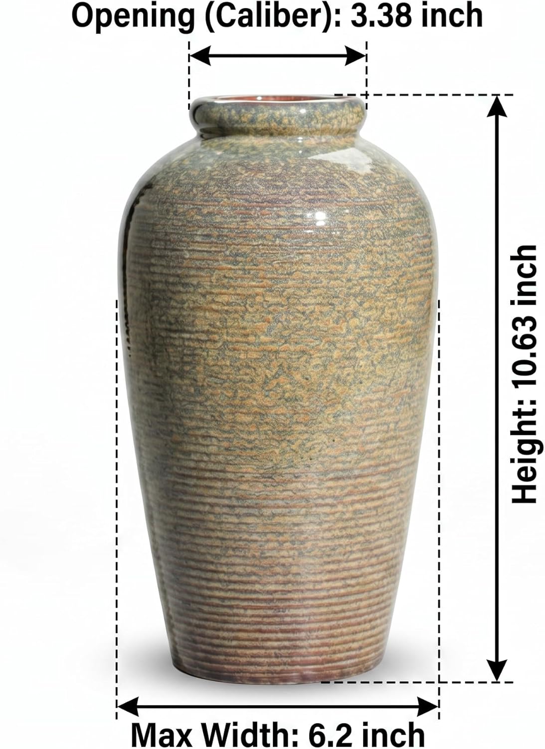 Rustic Farmhouse Ceramic Vase / 11 Inch / Deep Brown