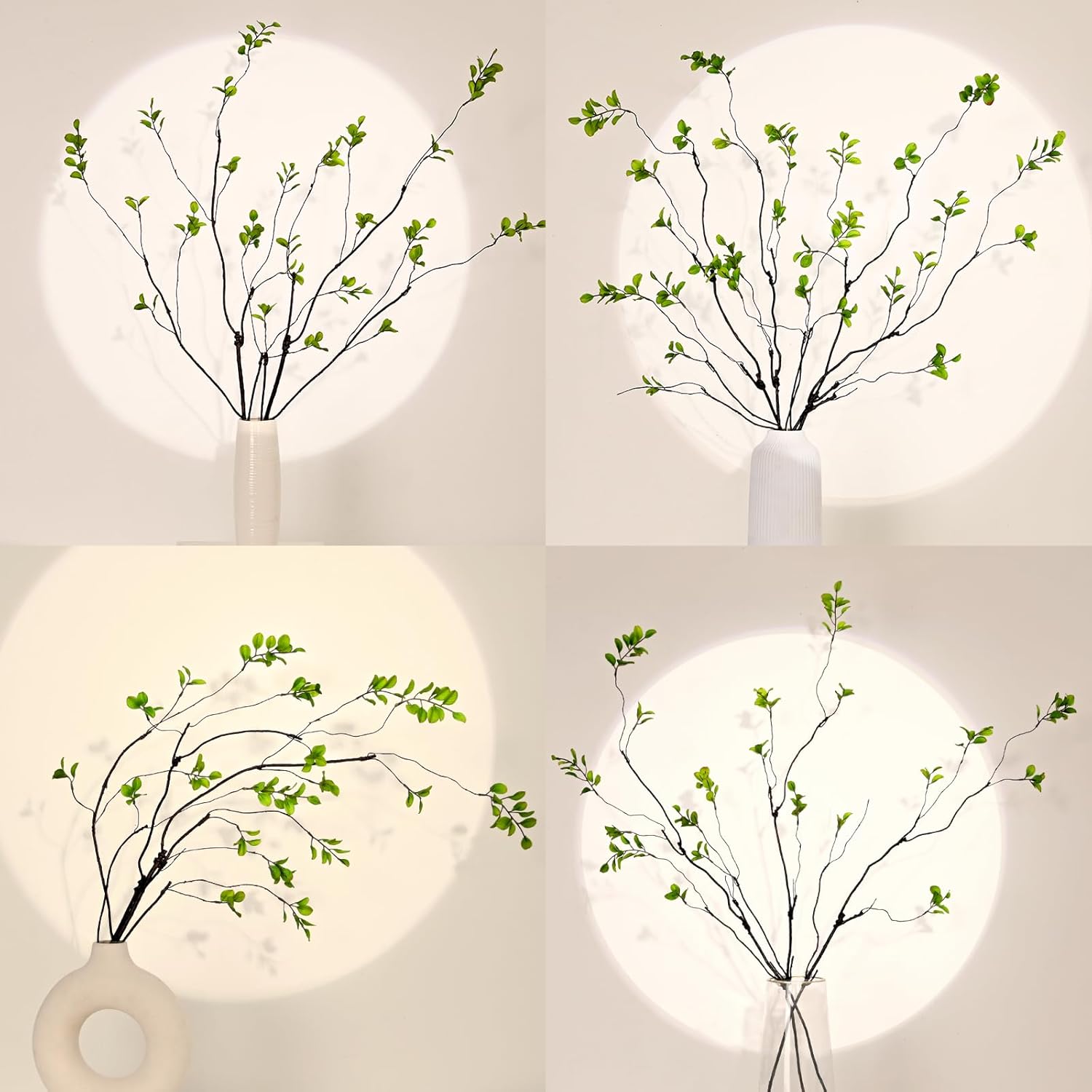 Artificial Ficus Branches for Vase / Green / 47 Inch / Set of 4