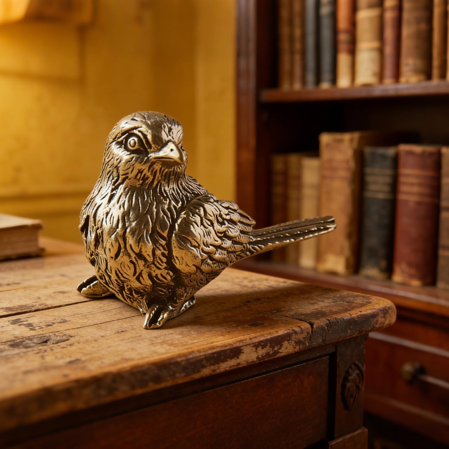 Small Brass Metal Statue / Sparrow