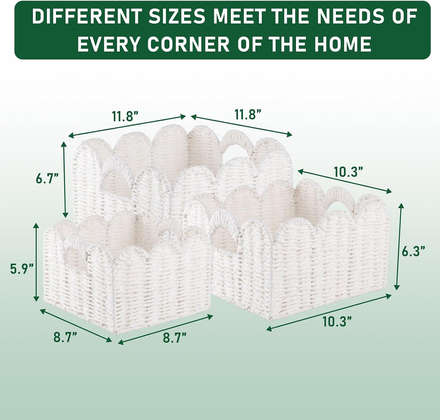 Scalloped Wicker Baskets / White