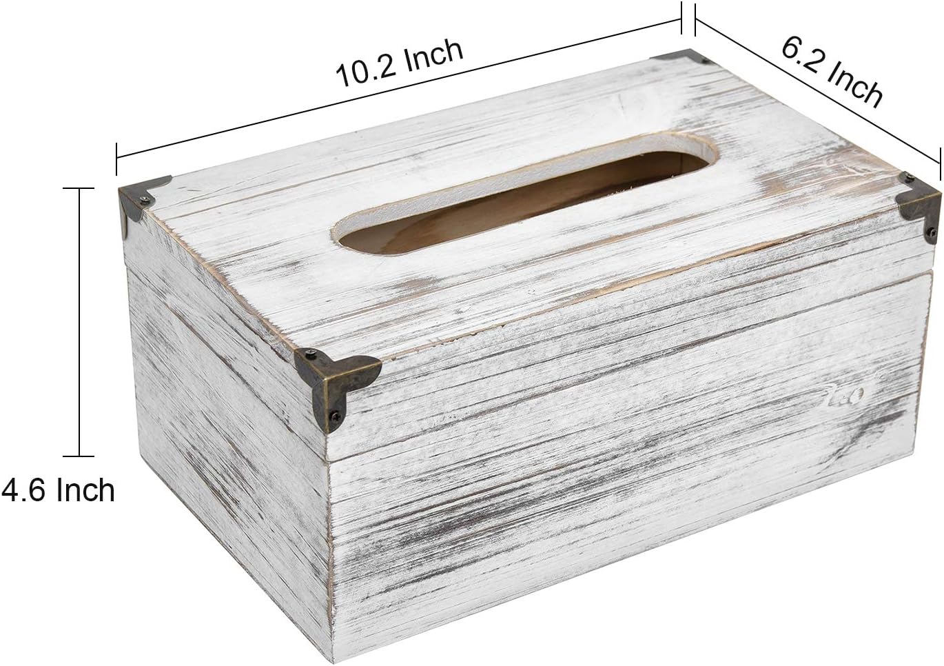Distressed Wooden Rustic Facial Tissue Box Holder Tissue Box Cover Napkin Dispenser / Washed White