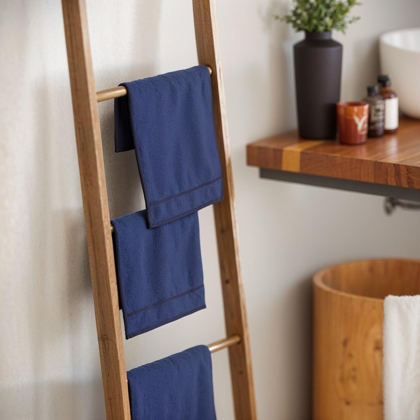 Creative Scents Cotton Fingertip Towels Set Blue - 4 Pack - 11 x 18 Inches Decorative Small Extra-Absorbent and Soft