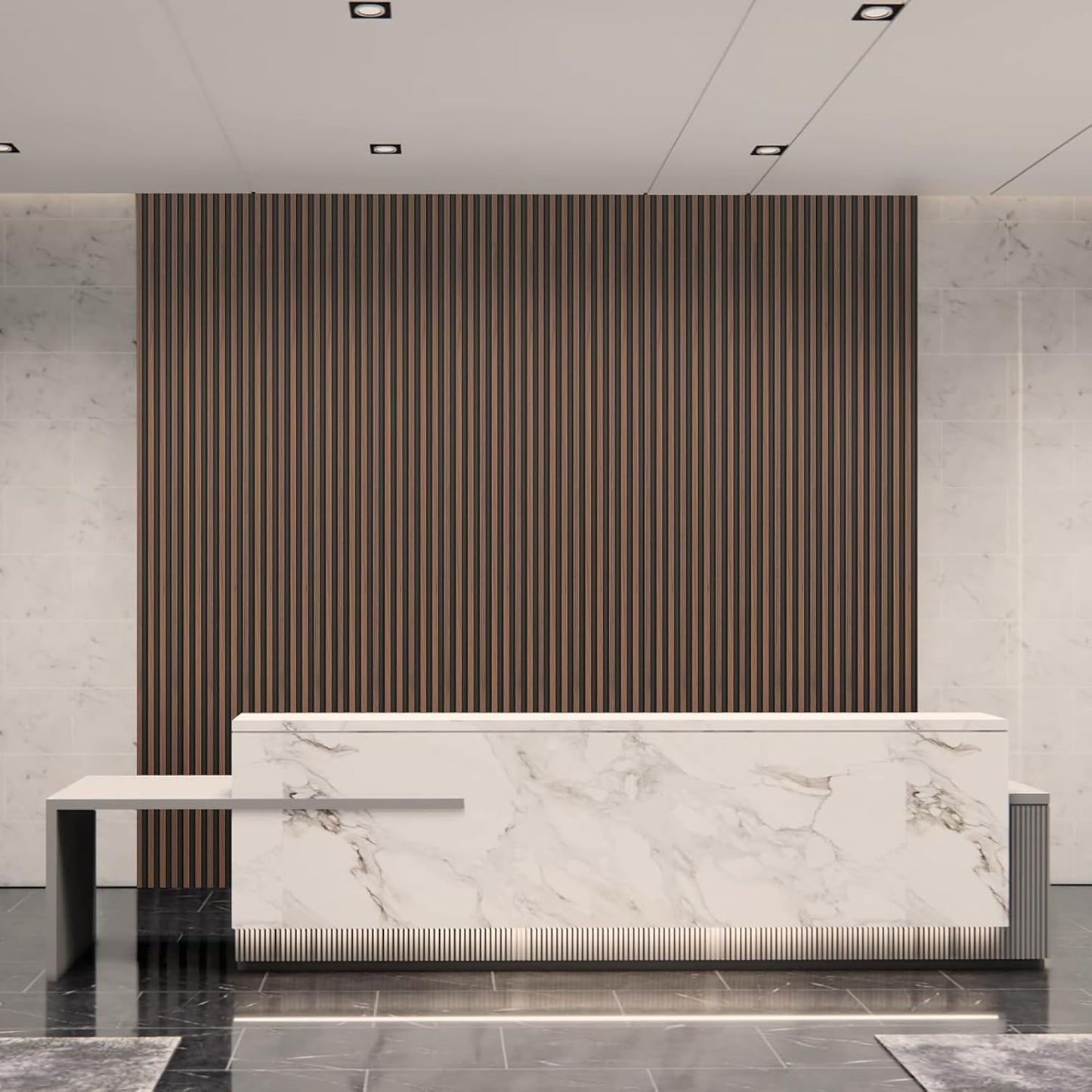 WPC Wood Slat Wall Panel for Interior Décor / 96 x 6 / Walnut / Set of 8