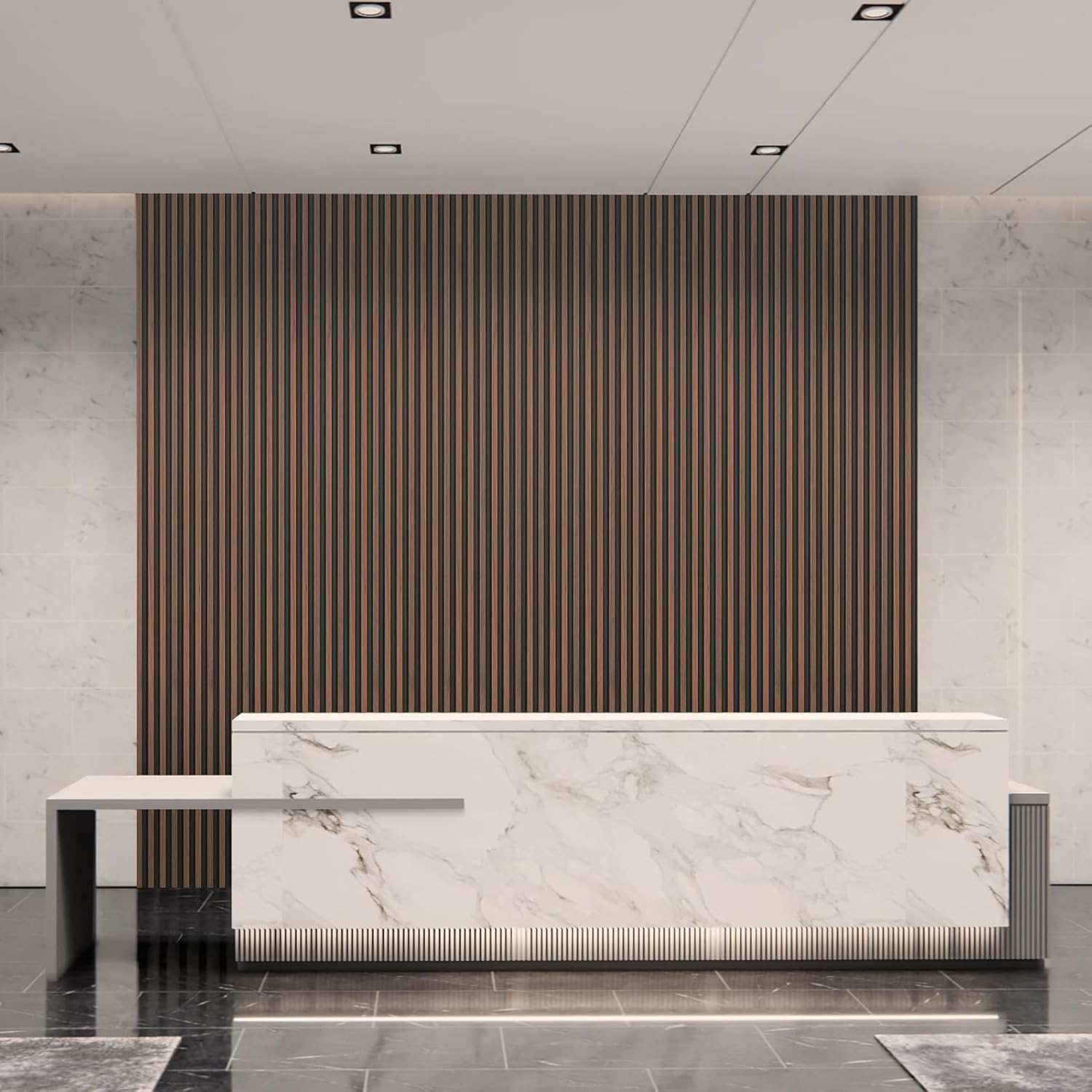 WPC Wood Slat Wall Panel for Interior Décor / 96 x 6 / Walnut / Set of 8