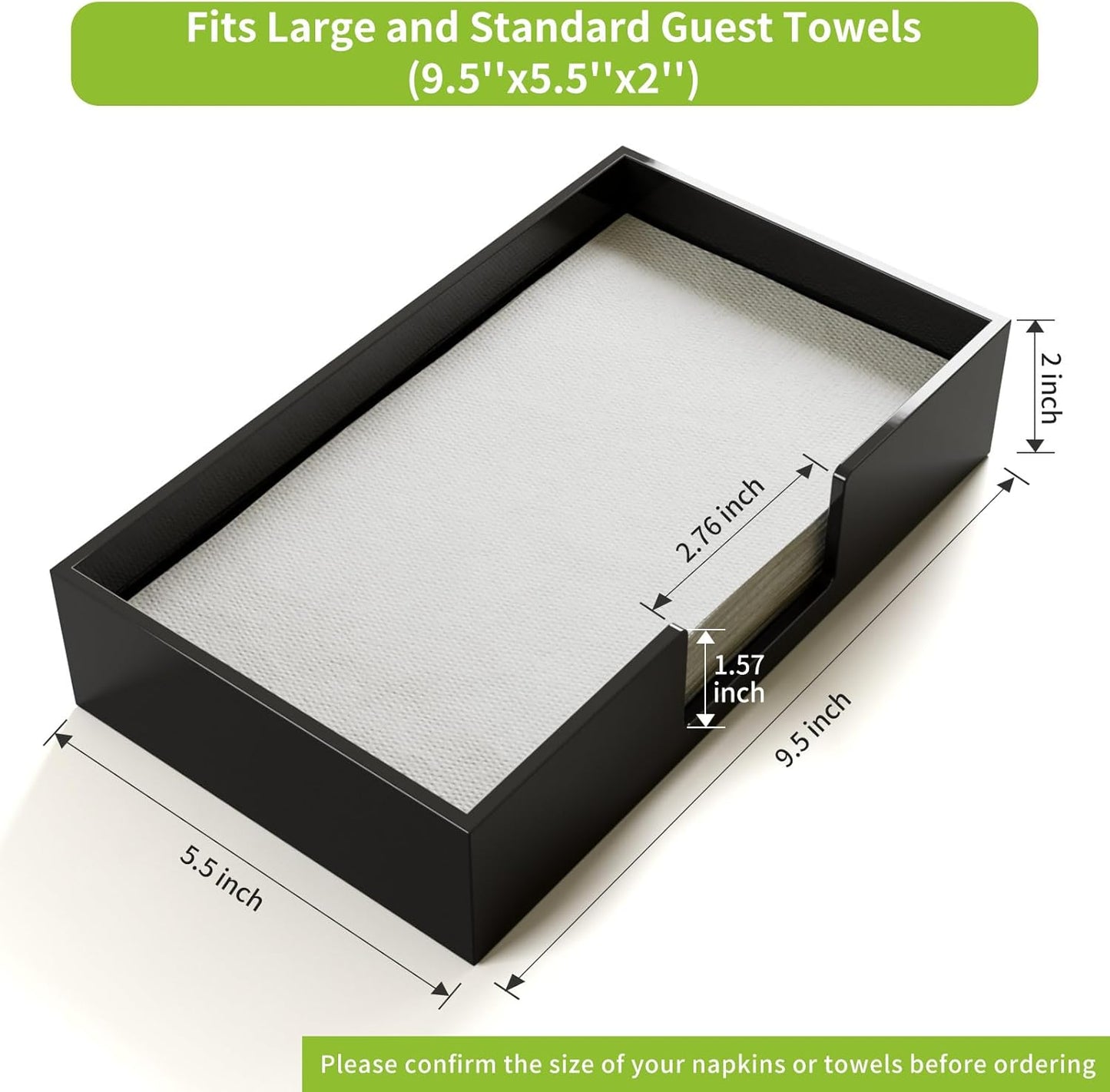Acrylic Guest Towel Napkin Holder / Black / 9.5 x 5.5 x 2