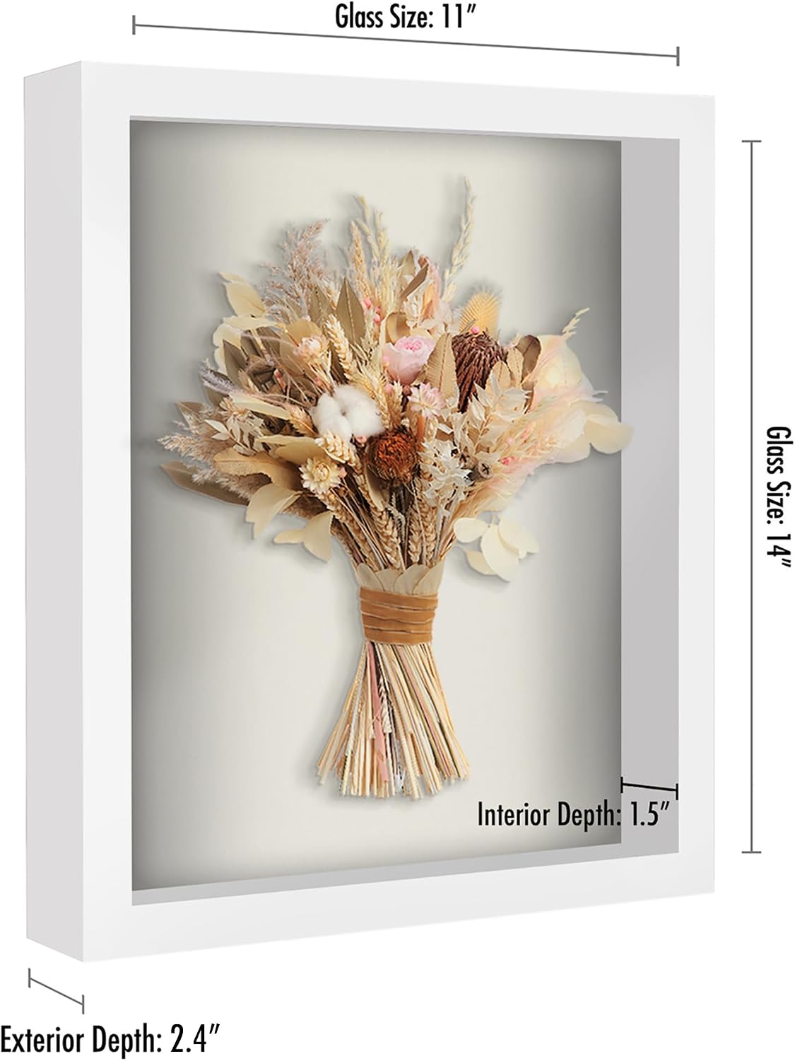 Americanflat 11x14 Shadow Box Frame with Shatter-Resistant Glass - Silhouette Collection - Large Shadow Box Display