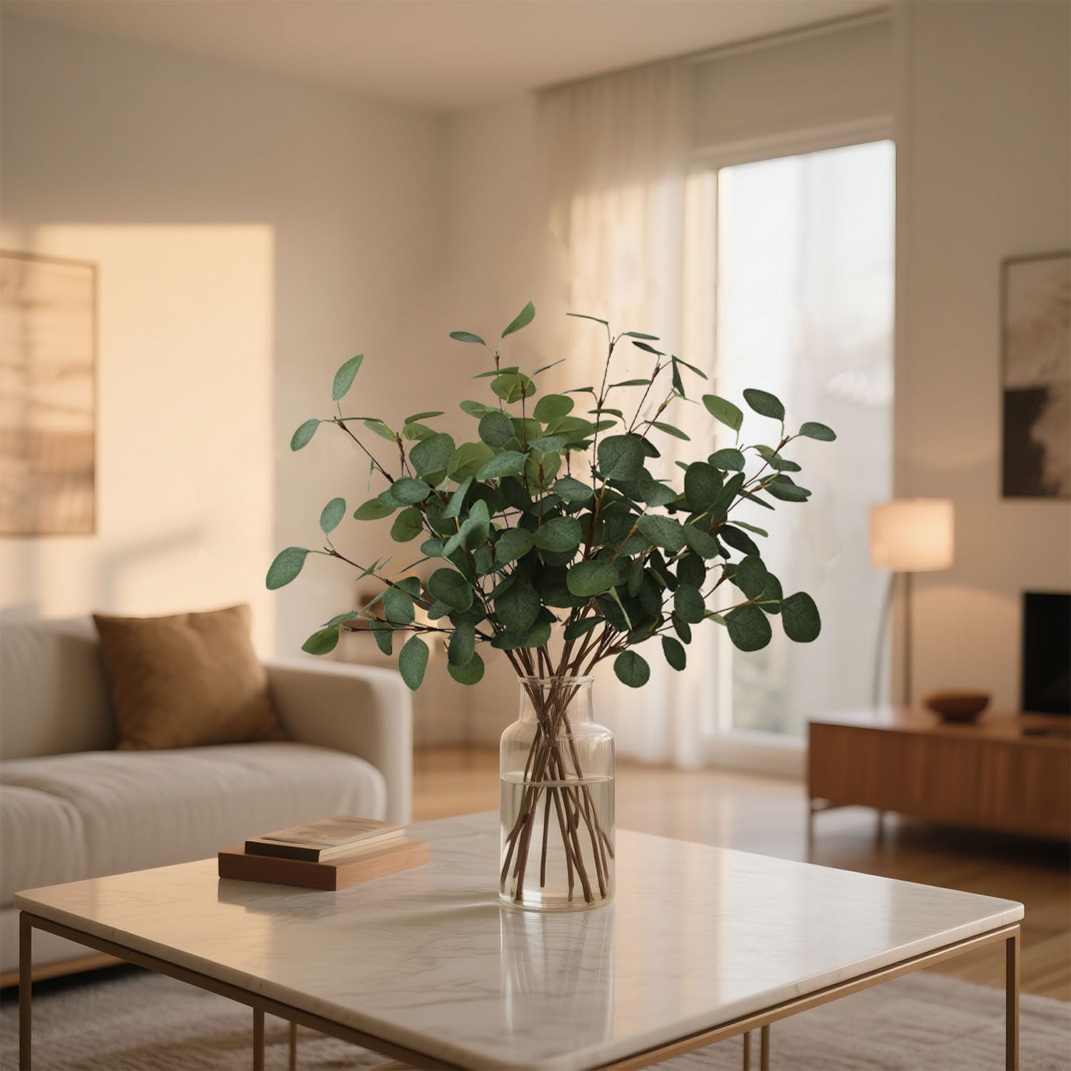 Realistic Bendable Faux Greenery Branches for Vase / Eucalyptus / Set of 4