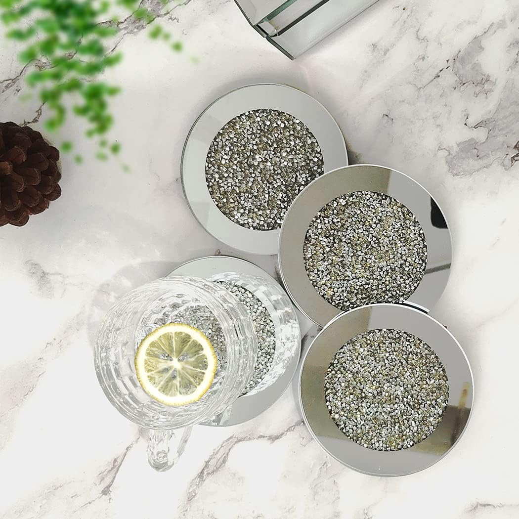 Glass Mirrored Coaster 4 PC / 4"4p