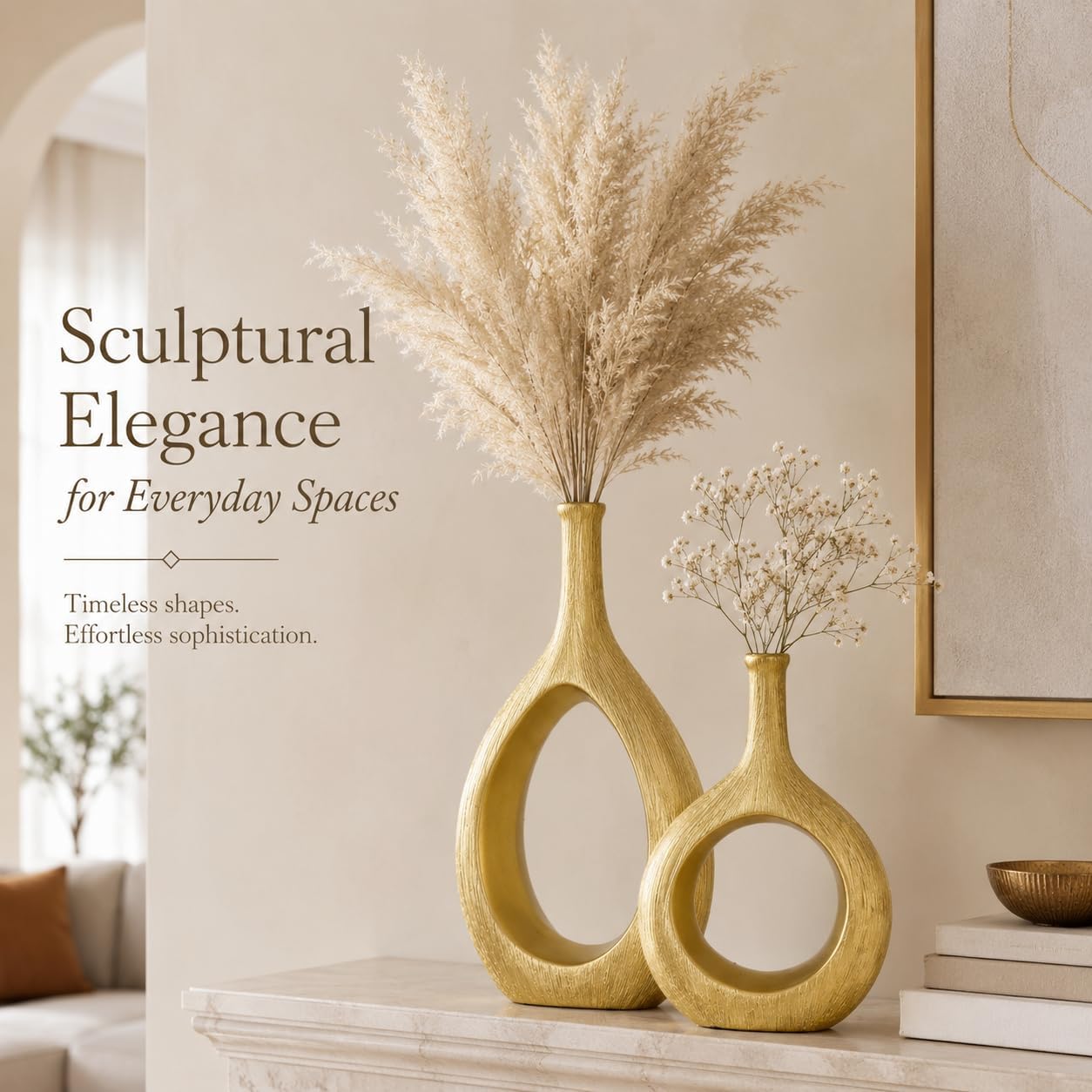 Ceramic Vase Set 2 / Brushed Gold