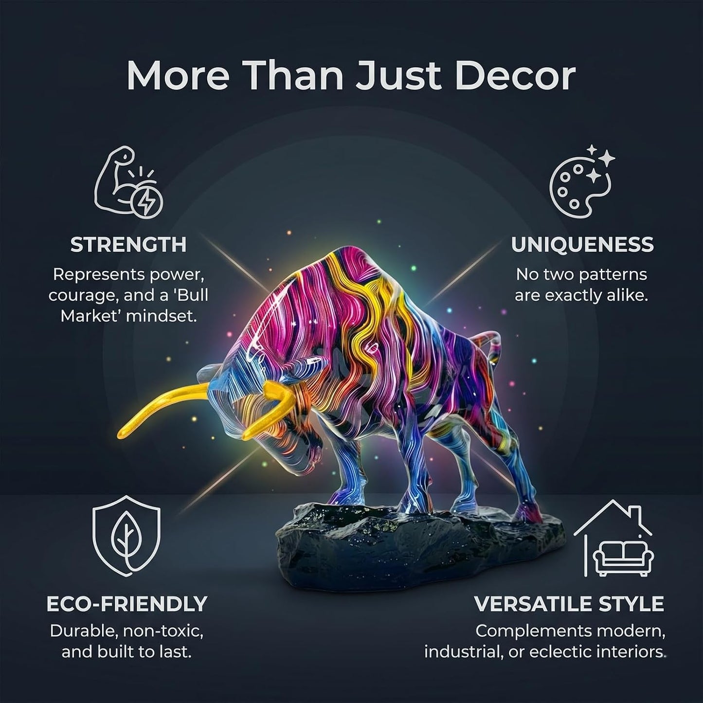 Abstract Fluid Art Bull Statue / Line