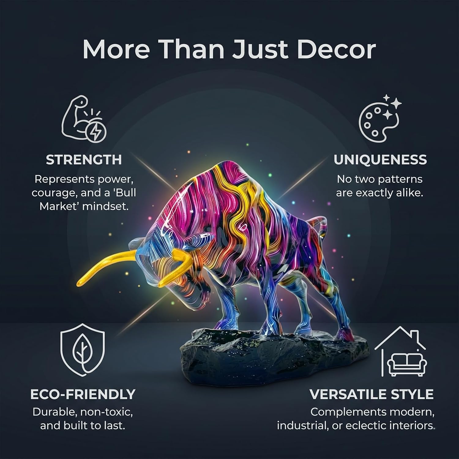 Abstract Fluid Art Bull Statue / Line