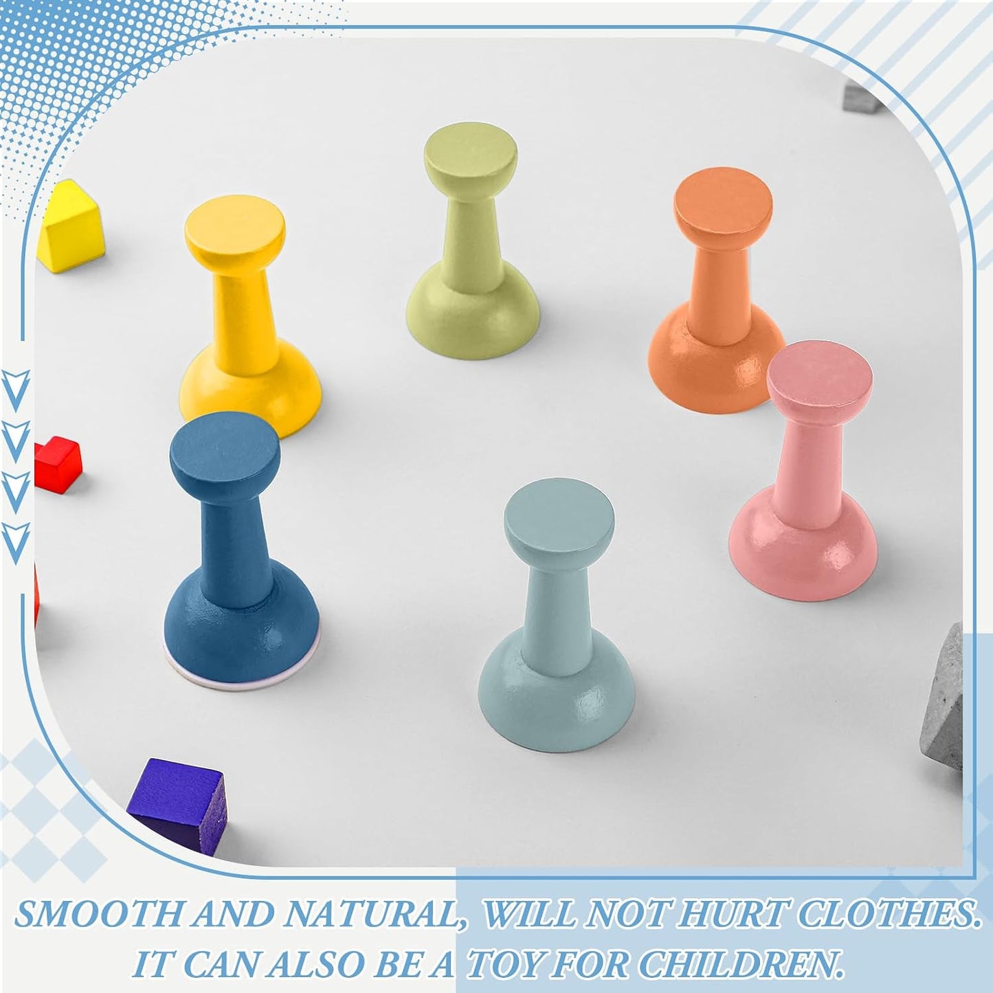 Wall Coat Hooks Colorful Wood Adhesive Coat Hanger Shape Nordic / Bohemia / Pushpin / Set of 6