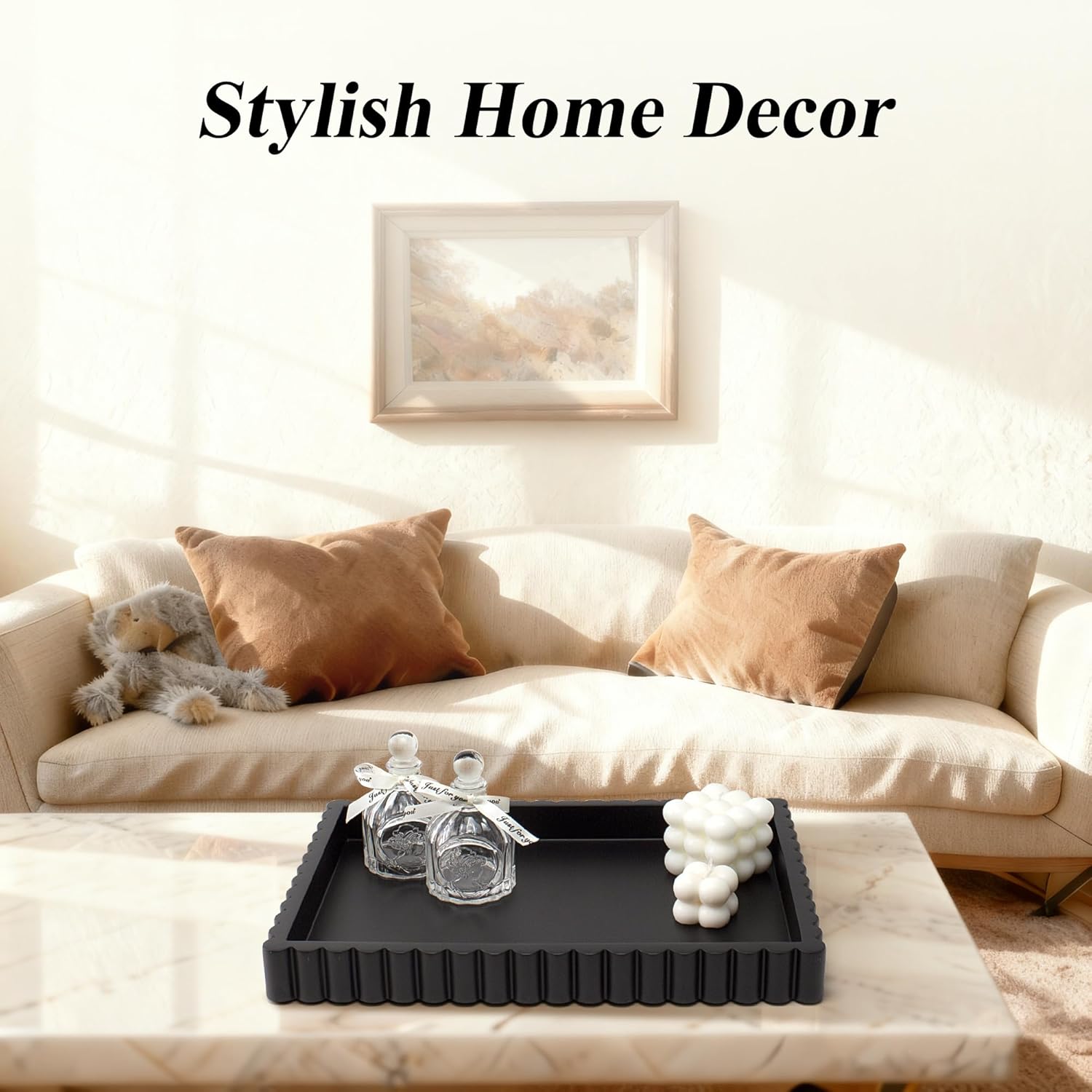 Scalloped Coffee Table Tray / Black