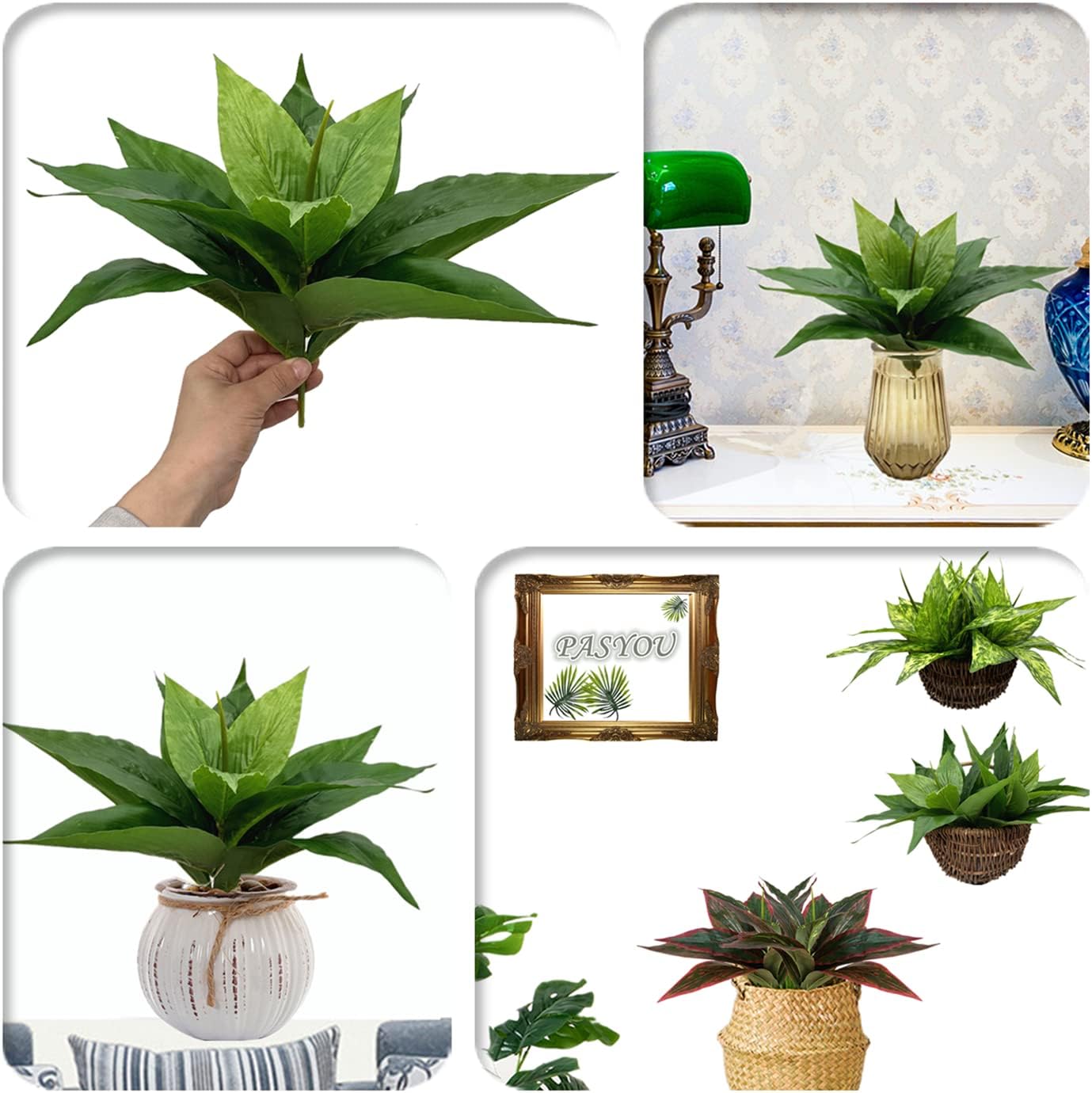 Faux Shrubs Bushes Plants / Agave Grass/ Green/ / 10 Inch / Set of 2