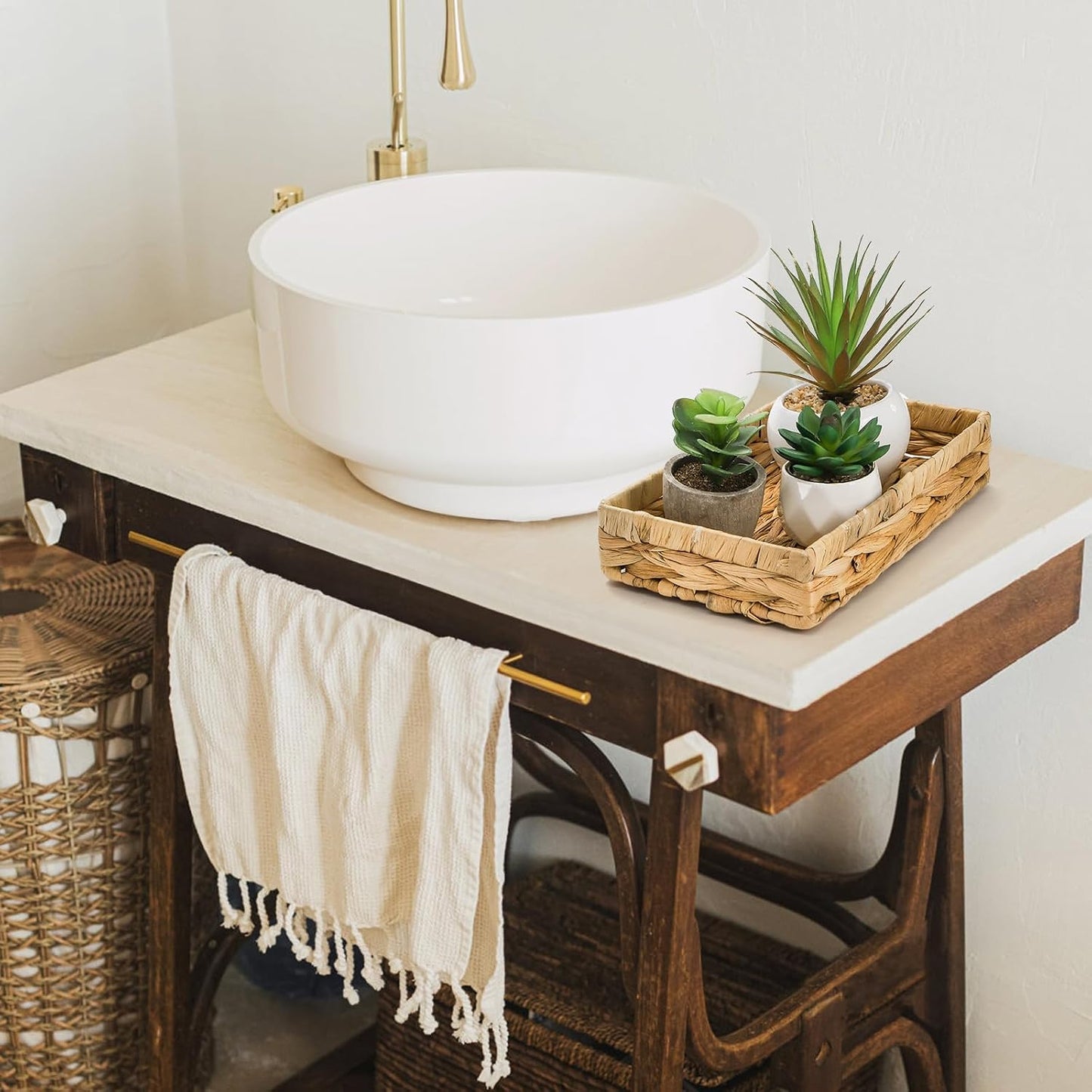 10" Rattan Vanity Trays