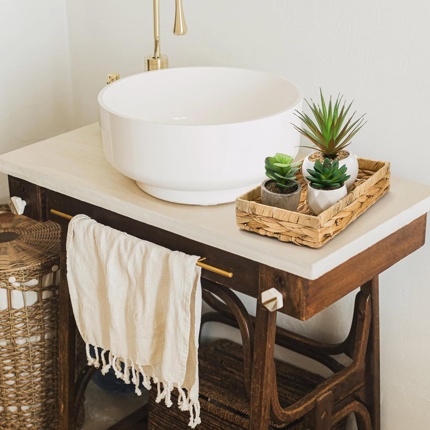 10" Rattan Vanity Trays