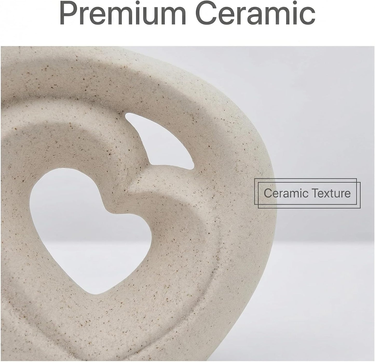 Ceramic Heart Shaped Vases / Cream White / 8.5 Inch / Set of 2