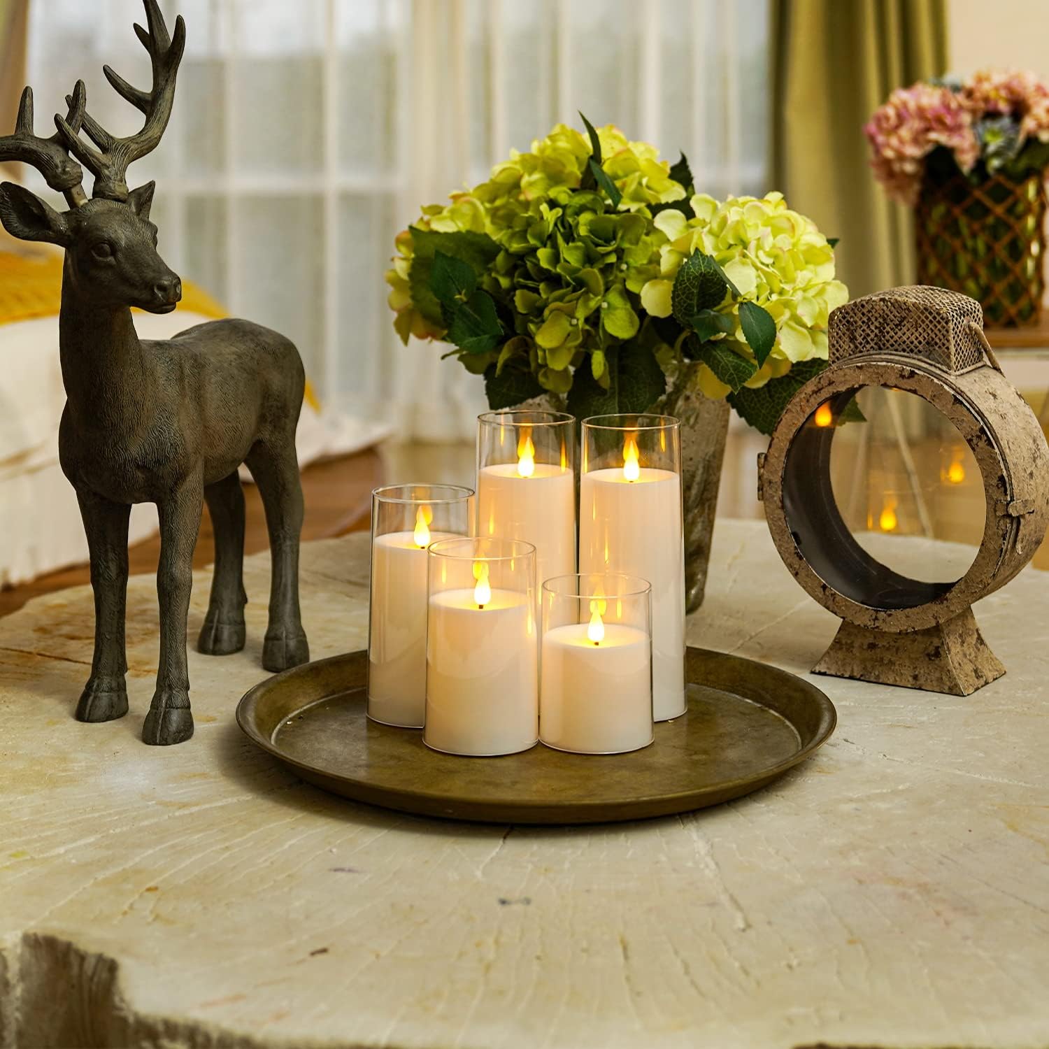 Homemory Pure White Flickering Flameless Candles, Battery Operated Acrylic LED Pillar Candles with Remote Control and