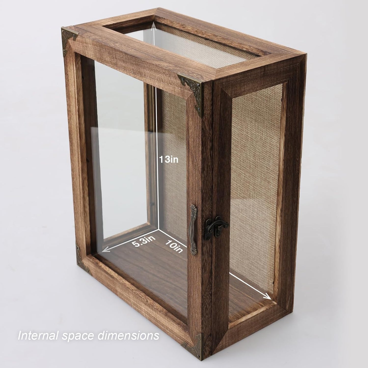 Shadow Box Display Case 11x14 Deep with Glass on 4 Sides, 6.2in Depth Wall Mounted Memory Box for Keepsakes, Wooden