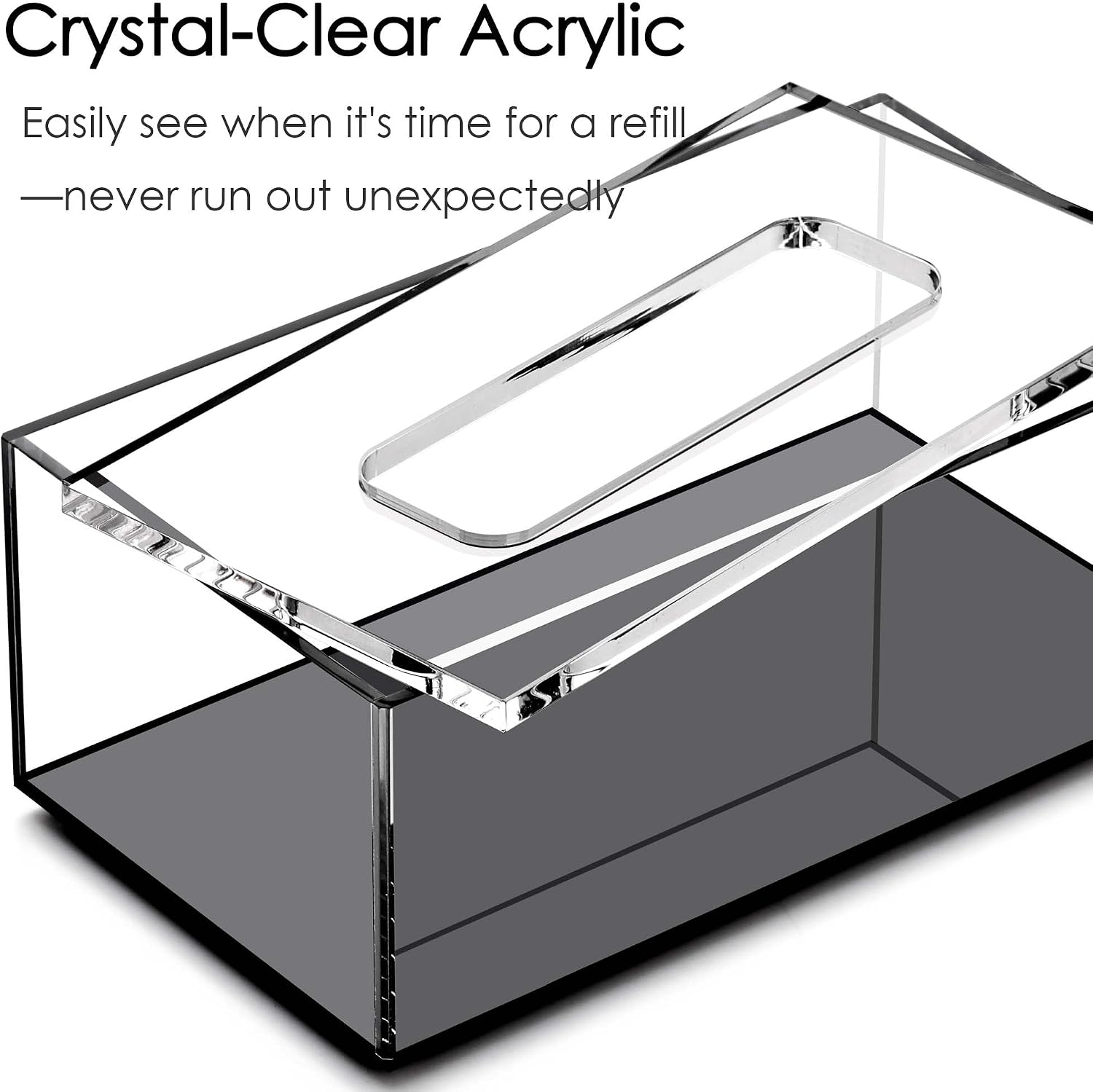 Clear Acrylic Facial Tissue Box Cover Holder / Clear+black