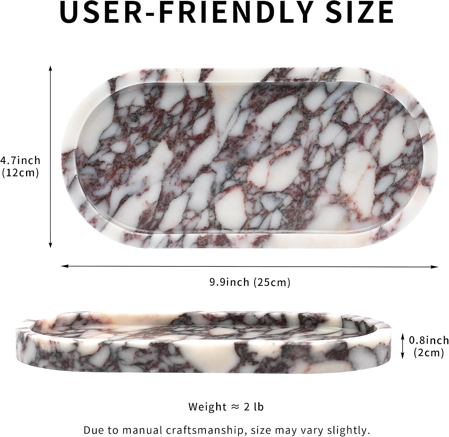 Catchall Organizer / Violet Marble Oval Tray / Oval-calacatta Viola