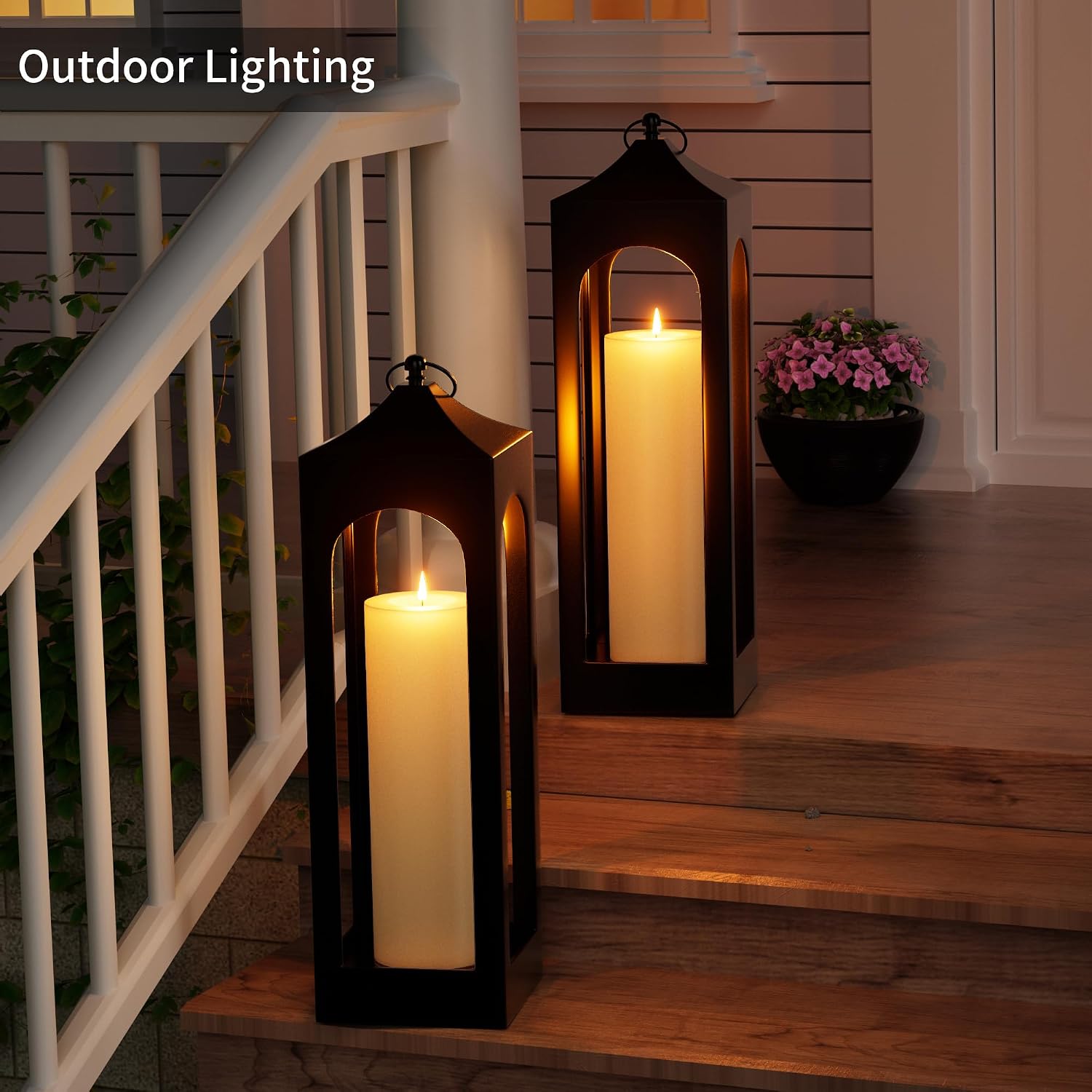 12" x 4" Large Outdoor Candle with Remote Timer Waterproof Ivory 2 Pack | Battery Operated Flameless Pillar Candle